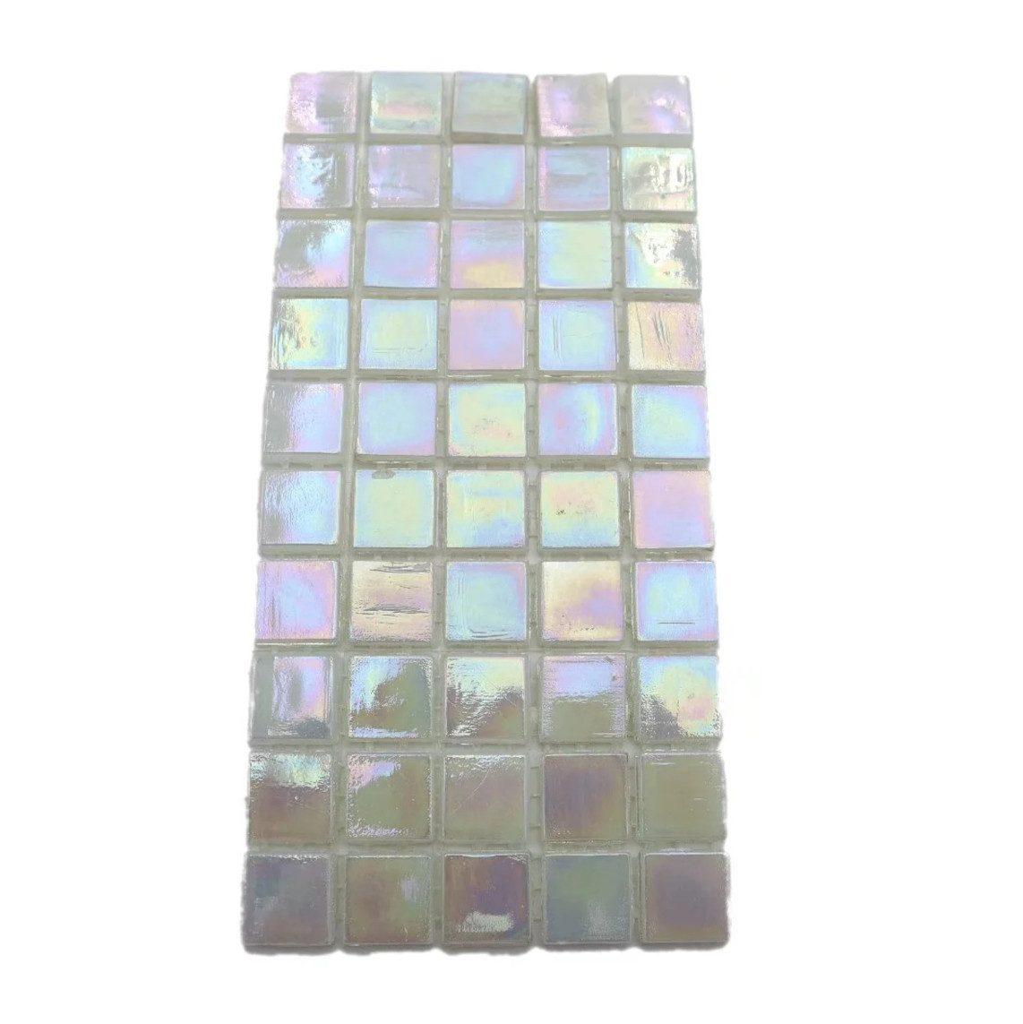 Armena Mosaikfliesen 1.5x1.5cm glänzend Glasmosaik auf netz 5x10 Stück, nicht gerade Weiß
