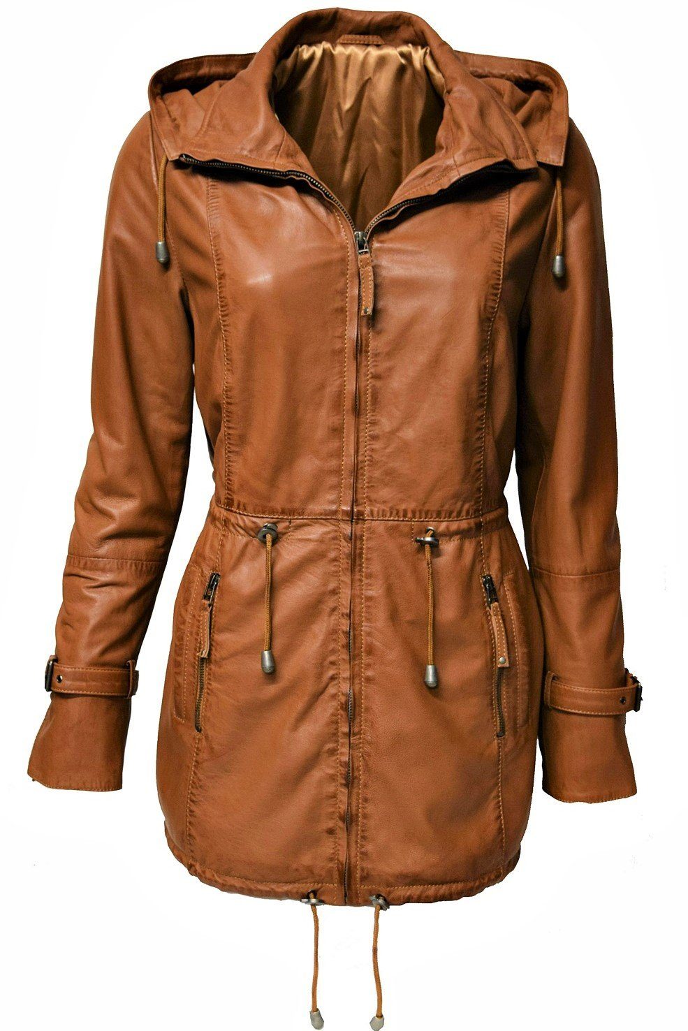 Zimmert Leather Ledermantel Delphine mit abnehmbarer Kapuze