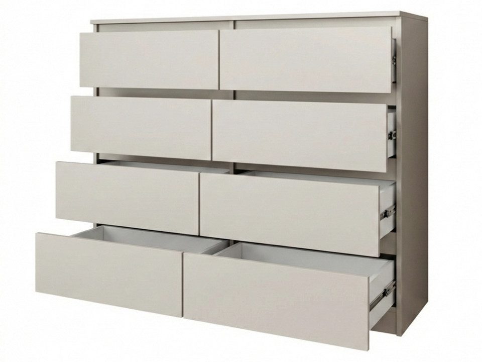 Beautysofa Kommode 100 cm LEMON mit 8 Schubladen (Moderne Schubladenkommode in Weiß oder Kaschmir, Kugelführungen), Sideboard Schlafzimmer Wohnzimmer