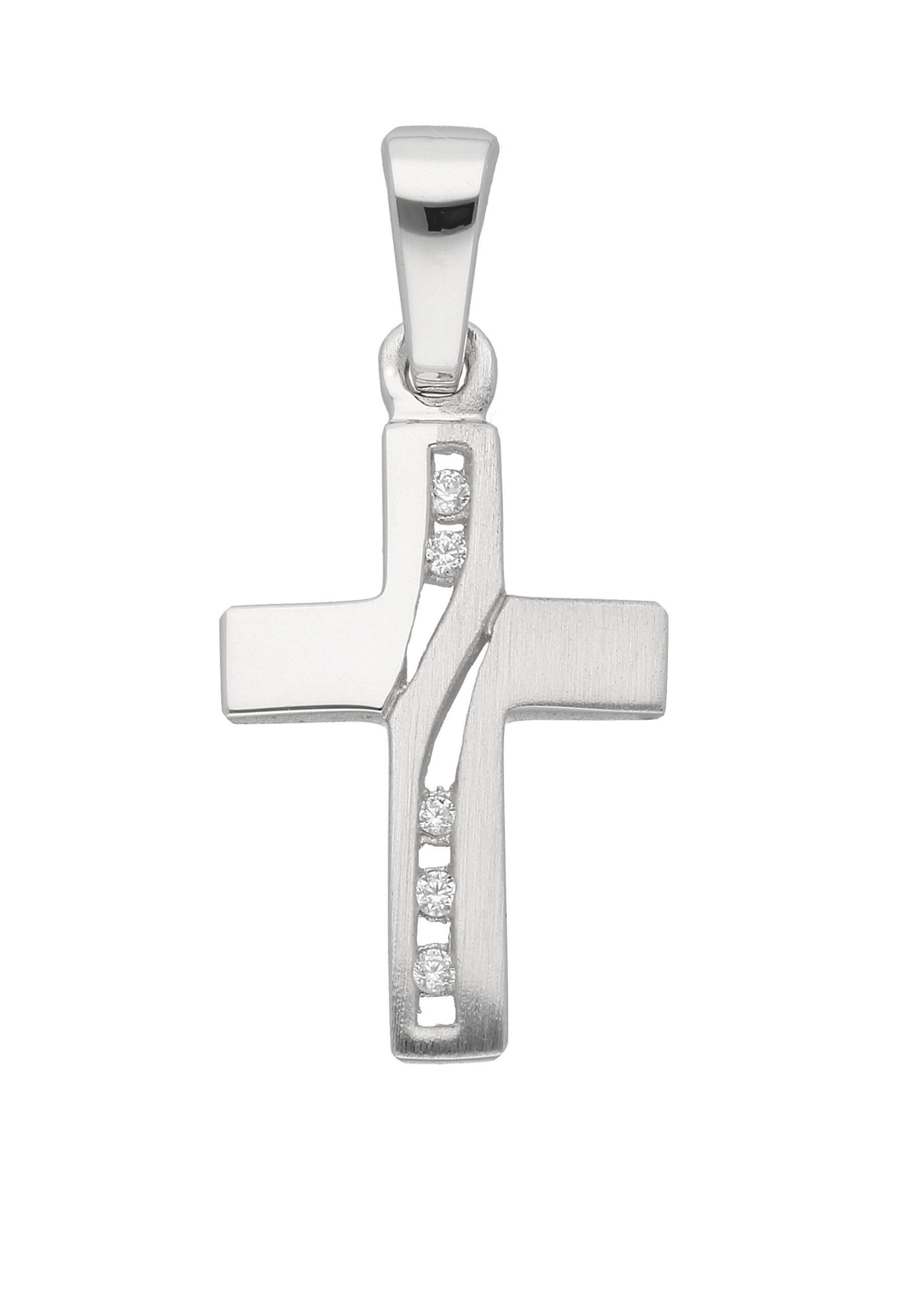 Kreuzanhänger Damen & Herren 925 Silber Kreuz Anhänger mit Zirkonia