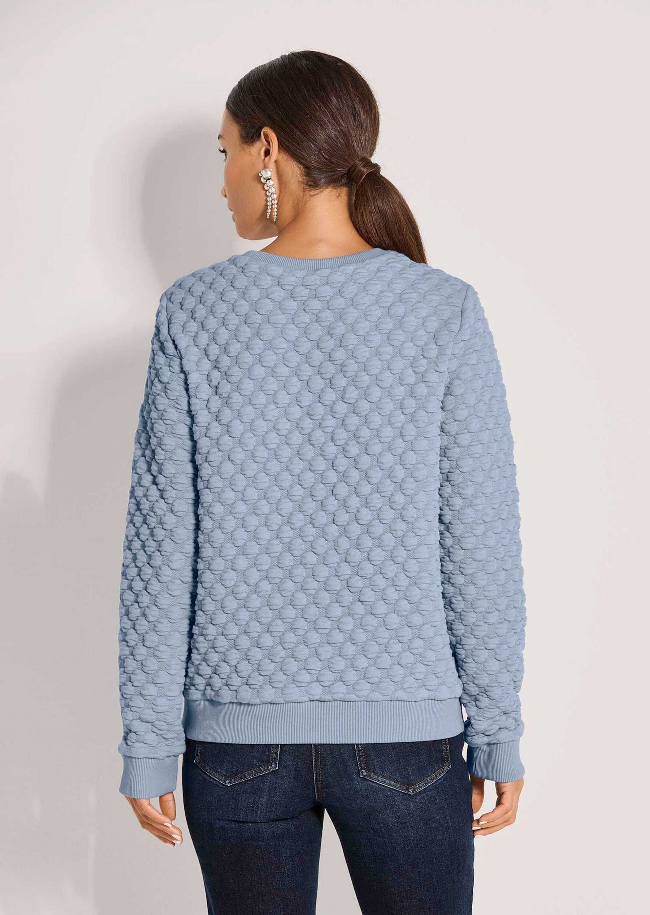 MADELEINE Langarmshirt Sweatshirt mit Cloqué-Struktur Rundhalsausschnitt & feine Bubble-Optik