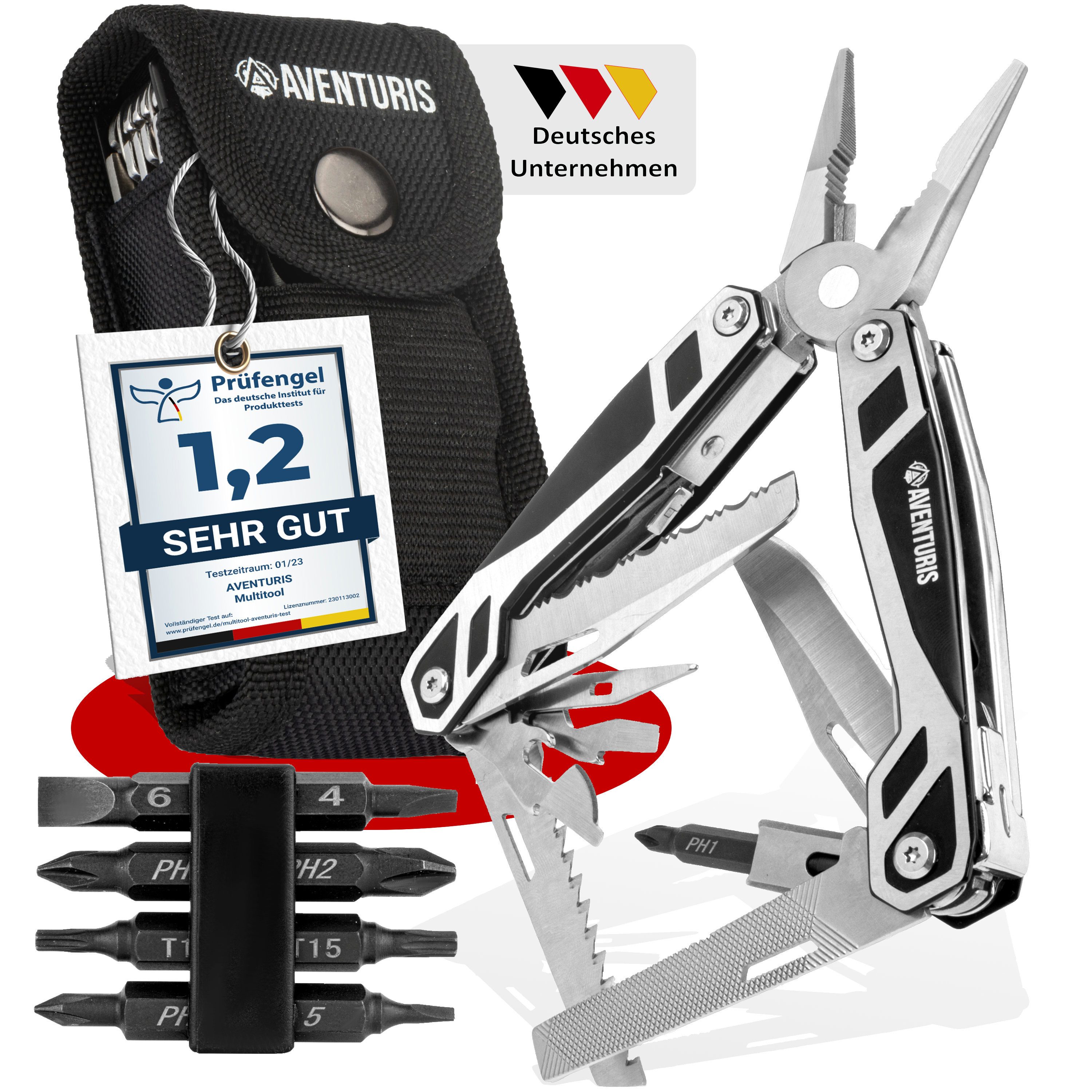 Multitool T12 aus Edelstahl mit 21 Funktionen! Perfektes Outdoor Camping Zubehör