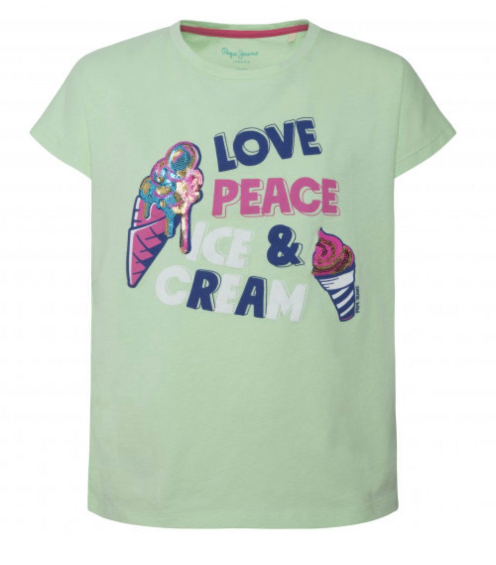 Pepe Jeans T-Shirt Mädchen T-Shirt Kurzarm mit Eiscreme Print aus Baumwolle