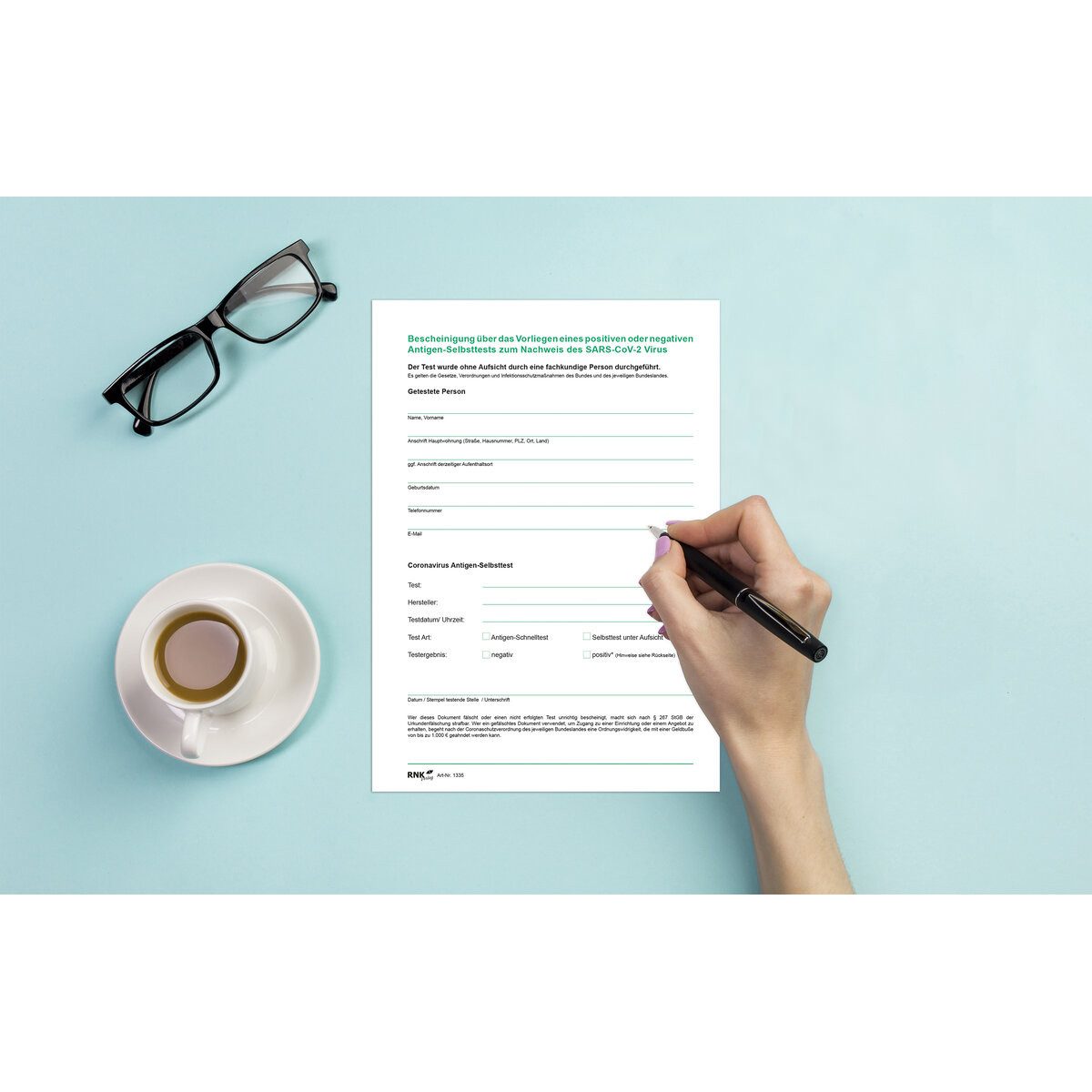 RNK Verlag Formularblock Bescheinigung Selbsttest Block DIN A5 50 Blatt.