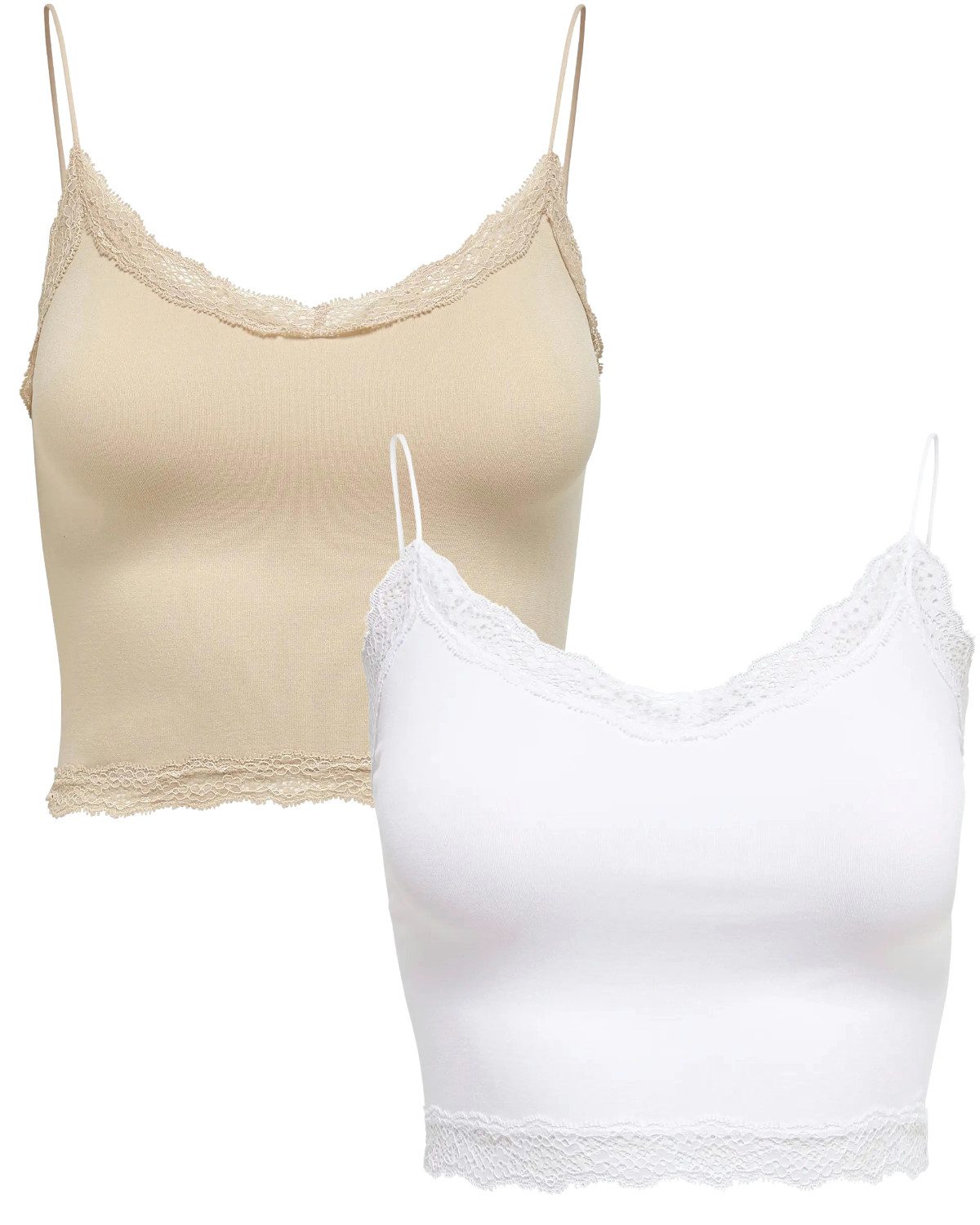 ONLY Spitzentop (2er-Pack) geripptes Damen Basic günstig online kaufen