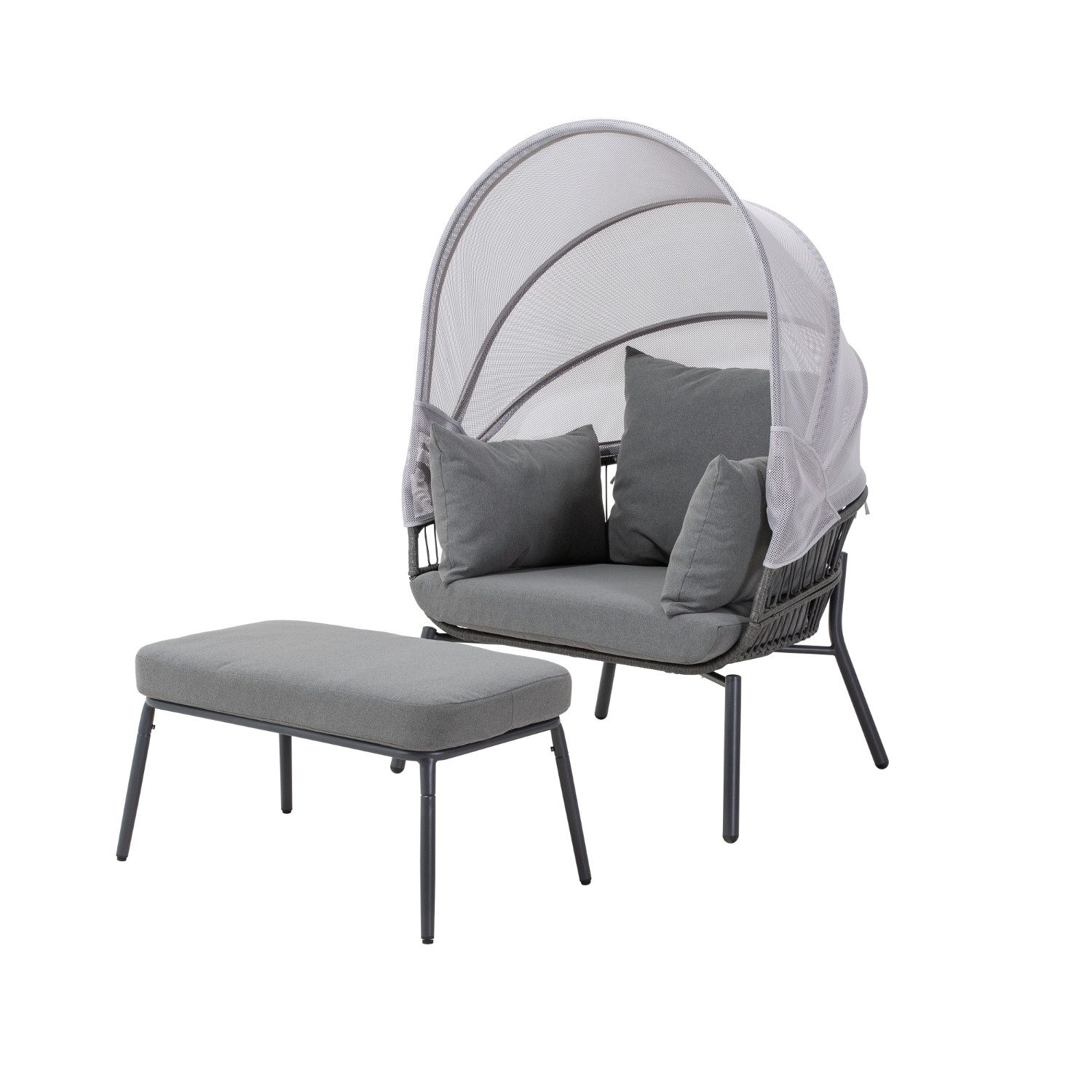 Leco Gartenlounge-Set CLARA, (Sessel) mit Sonnendach, 2-tlg., 1 Кресла und 1 Fußhocker)