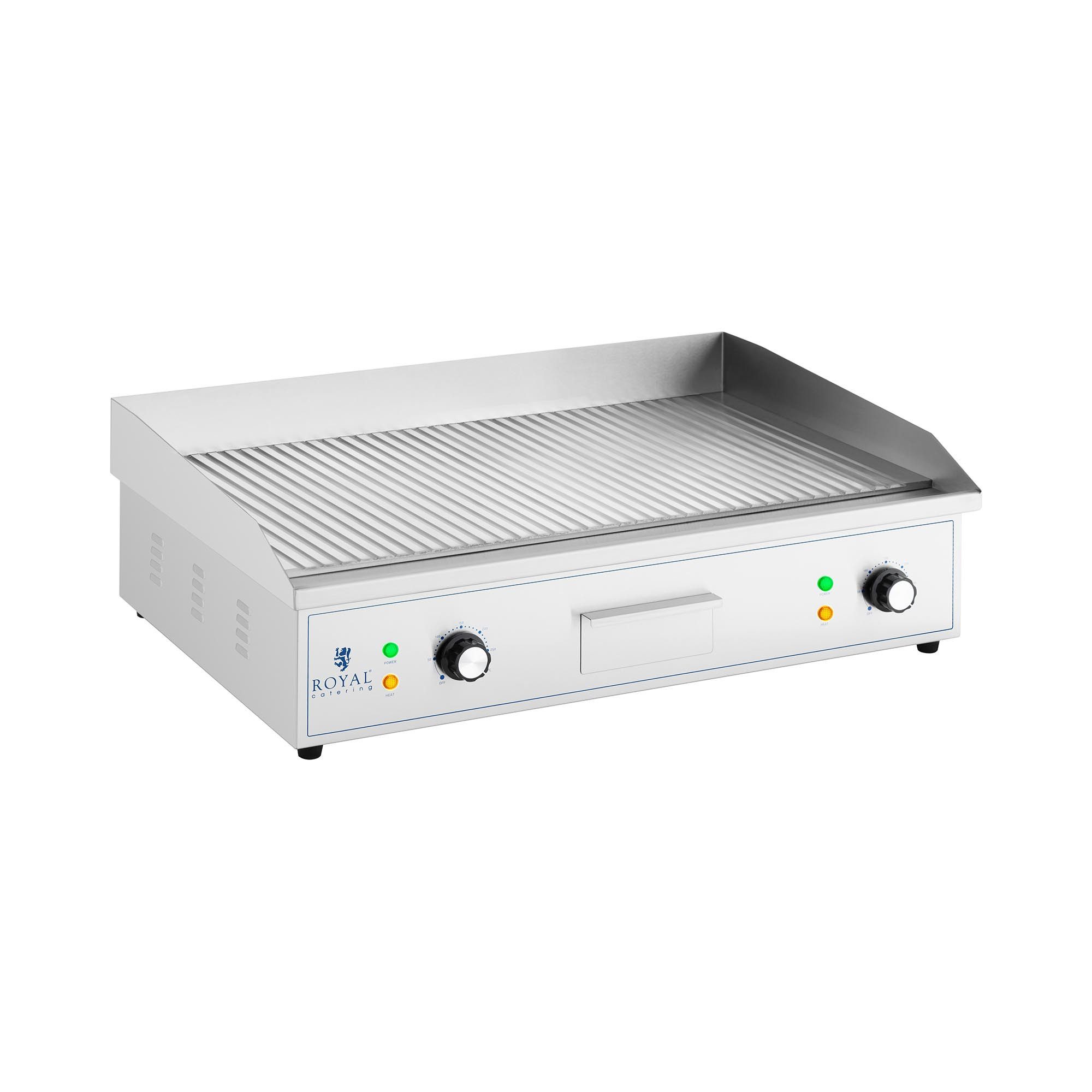 Royal Catering Elektrogrill Doppel Elektrogrillplatte -700x400mm- Royal Catering -gerillt - 4400 W, 4400 W