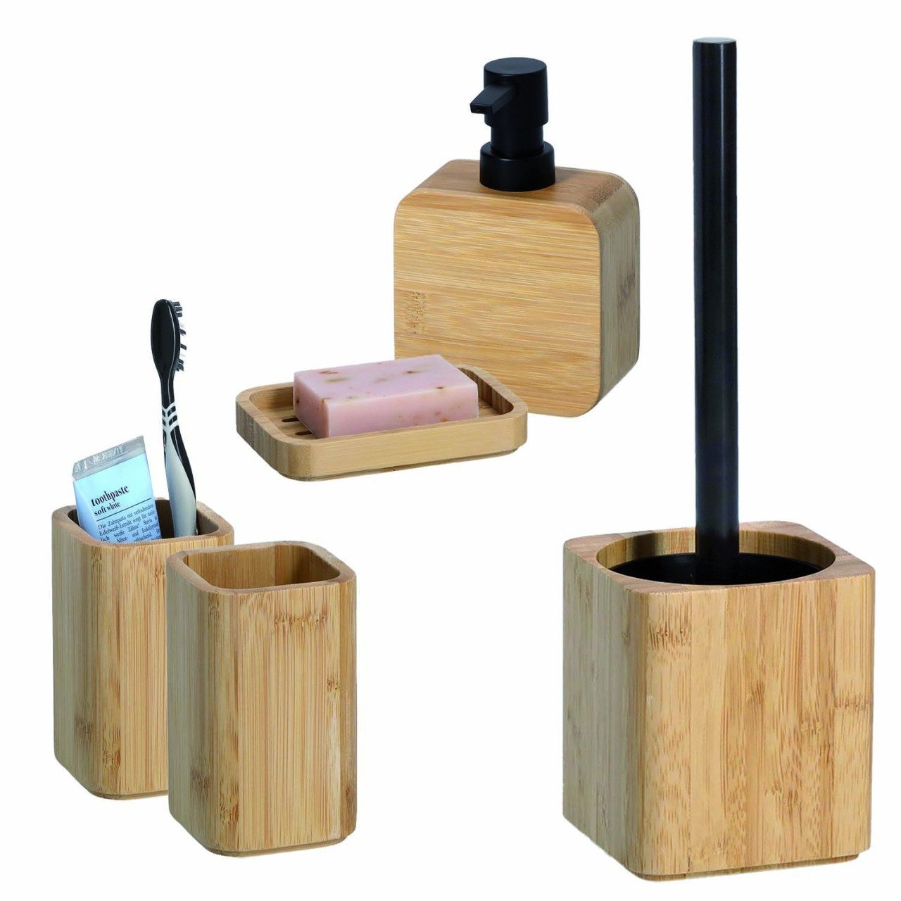Zeller Present Badaccessoire-Set 5-teiliges Badaccessoire-Set Bambus, Set, 5 tlg., 5.-tlg.