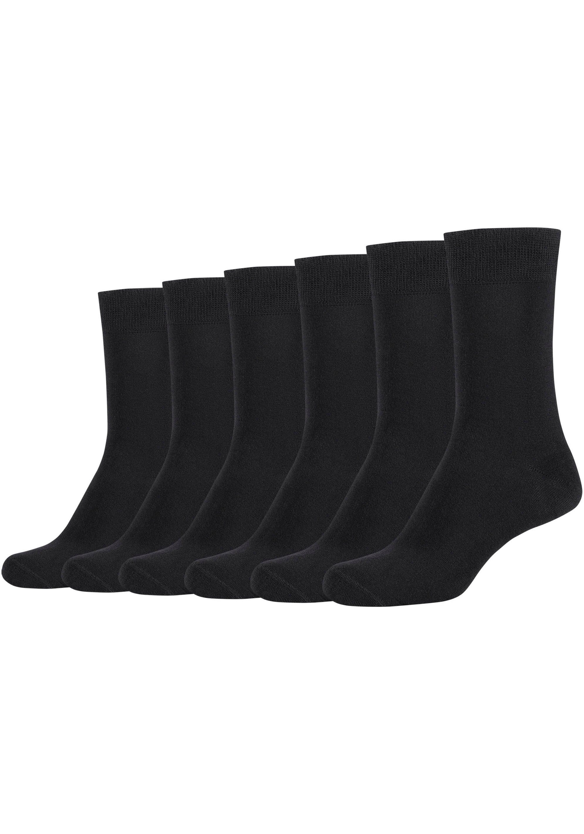 Camano Socken (Packung, 6-Paar) Mit hangekettelter Zehennaht schwarz