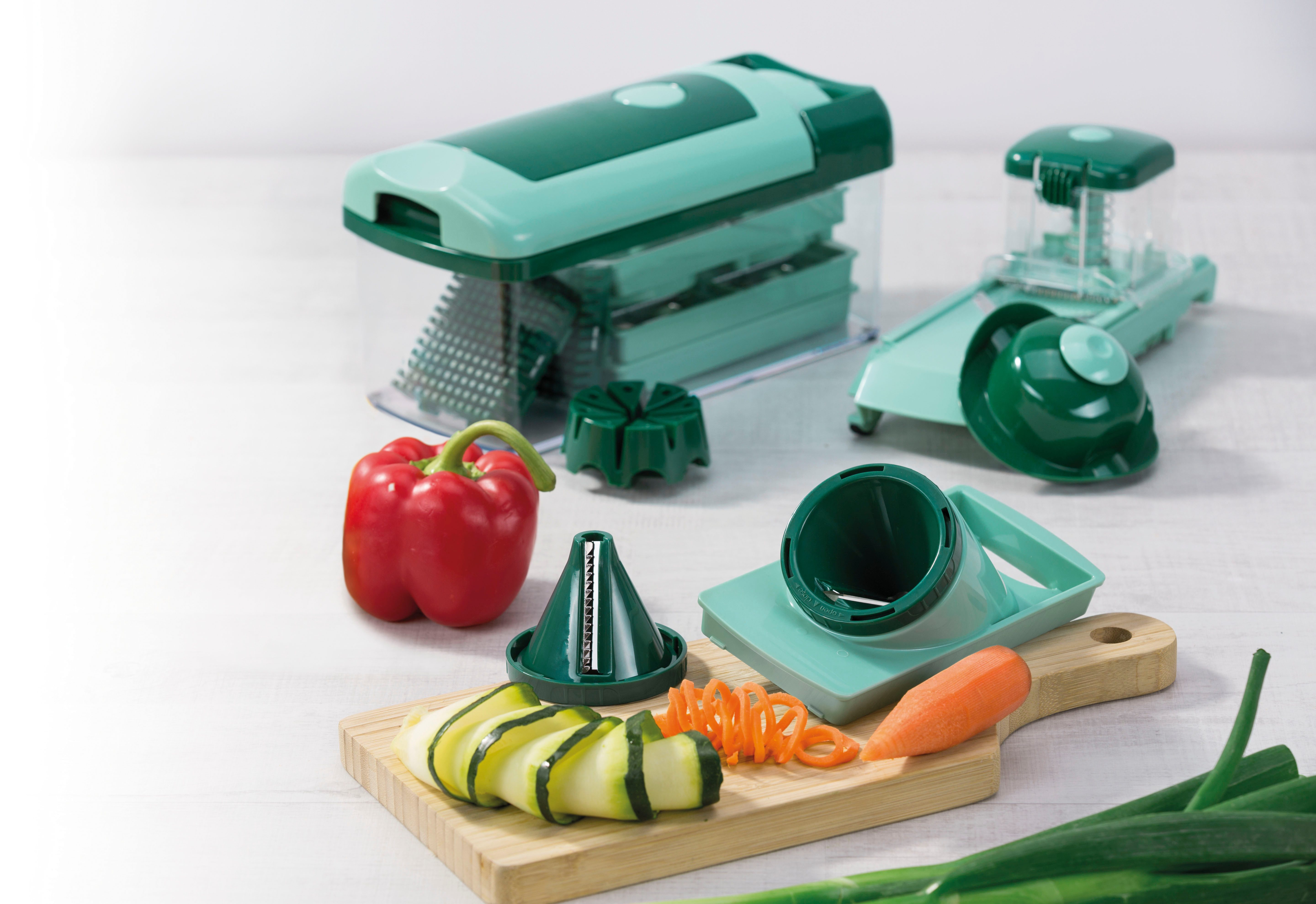Genius Zerkleinerer Genius Nicer Dicer Fusion 16-tlg., mit Julietti Spiralschneider, ideal für die Zubereitung von Speisen, Hauptgerichten und Desserts