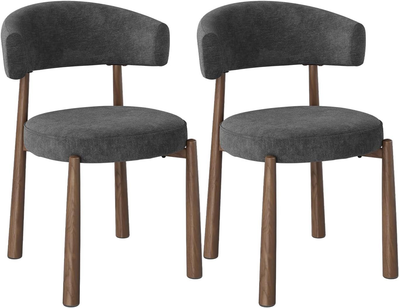 Woltu Polsterstuhl (2 St), Esszimmerstühle mit Chenille-Bezug & Metallbeinen, Mid-Century Modern