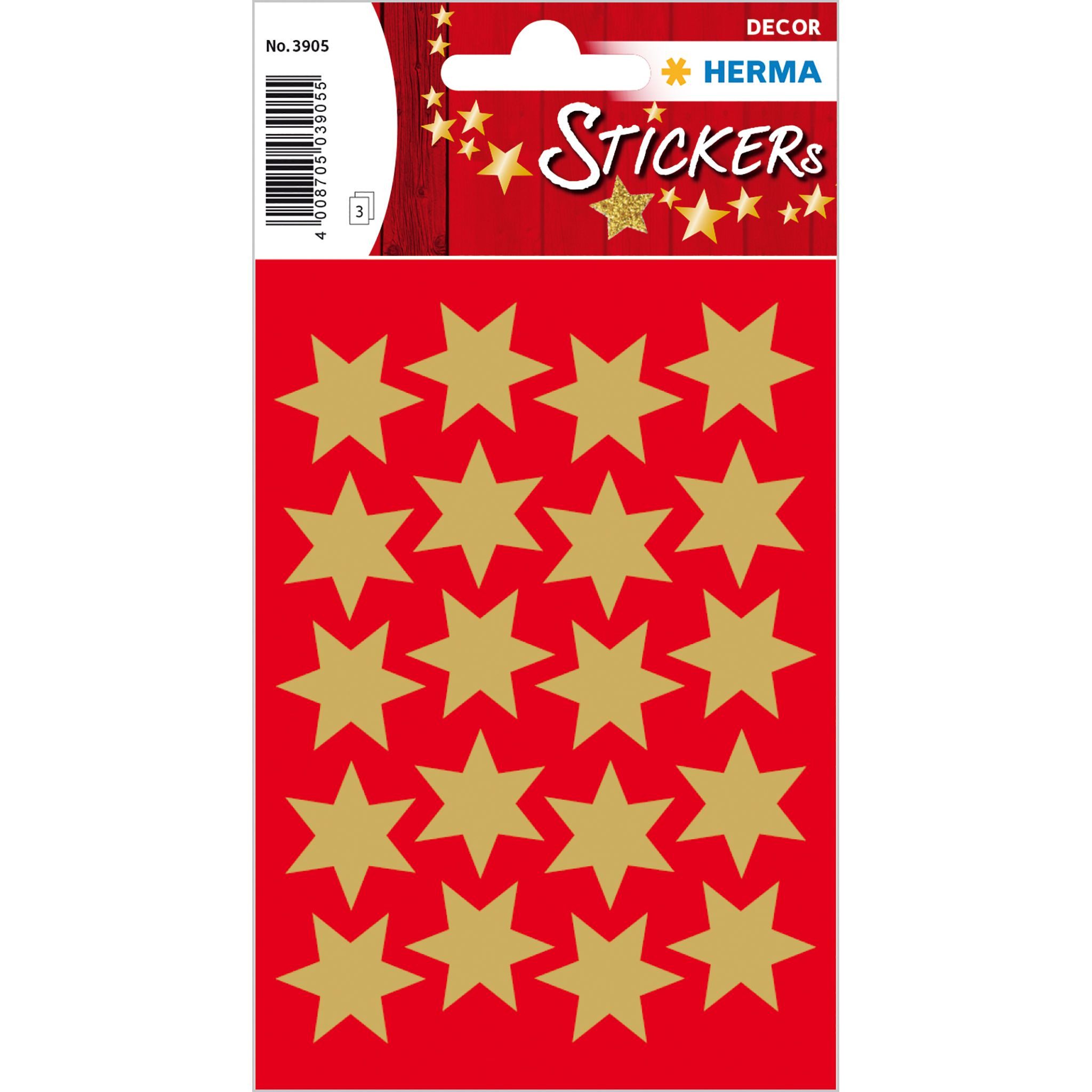 HERMA Sticker Herma Sticker DECOR Weihnachten Sterne gold Ø 21 mm 3 Bl