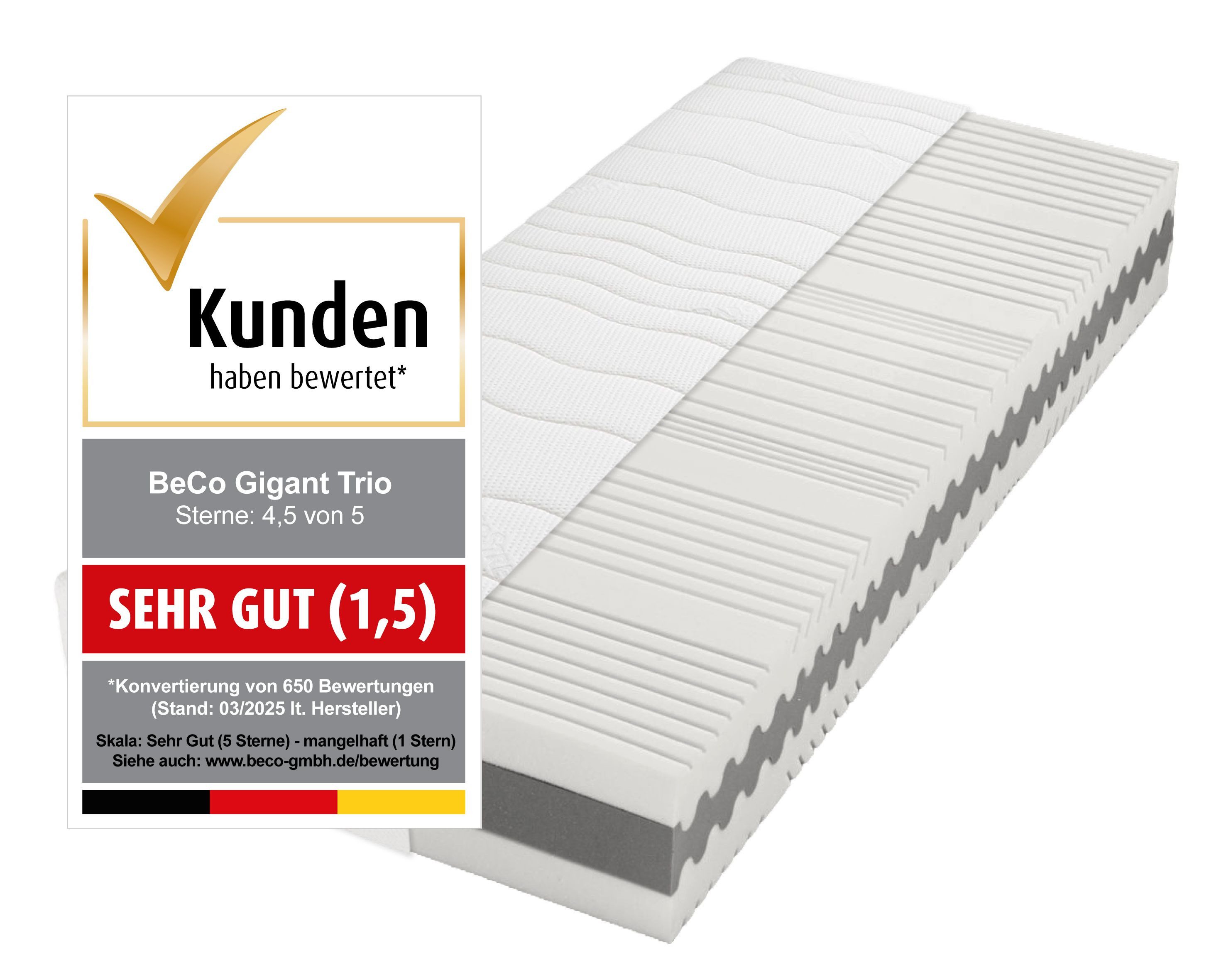 Komfortschaummatratze Matratze Gigant Trio KS, Luxusmatratzenhöhe, in diversen Größen, Beco, 30 cm hoch, Boxspringfeeling durch Luxushöhe!