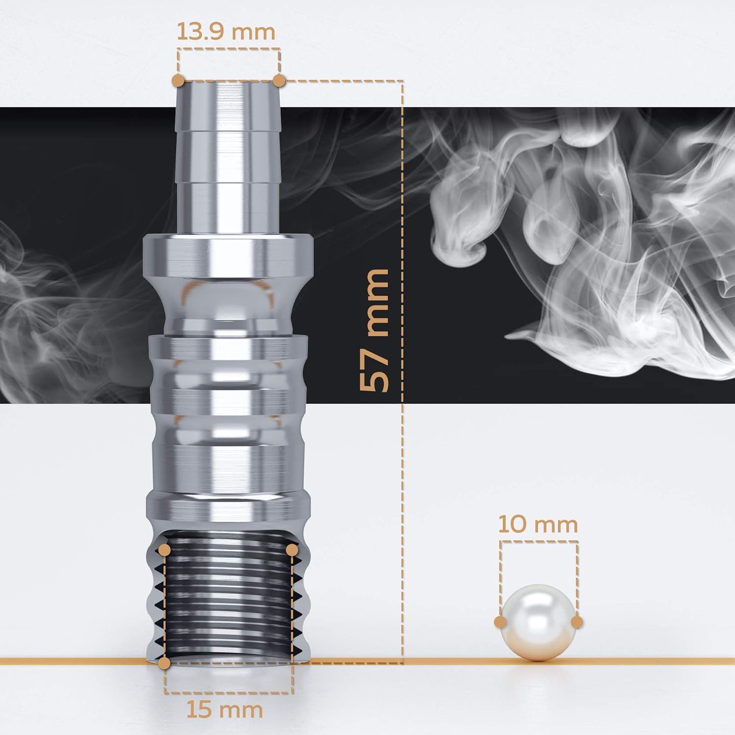 M. Rosenfeld Shisha-Schlauch Schlauchadapter – 18/8 Schliff, Set 2-teilig Anschluss, Set 2-teilig Anschluss, M16x1 Gewinde