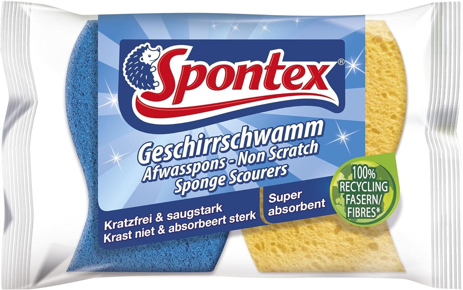 saugstark & 2er Kratzfrei Pack, Geschirrschwamm Geschirrschwamm SPONTEX