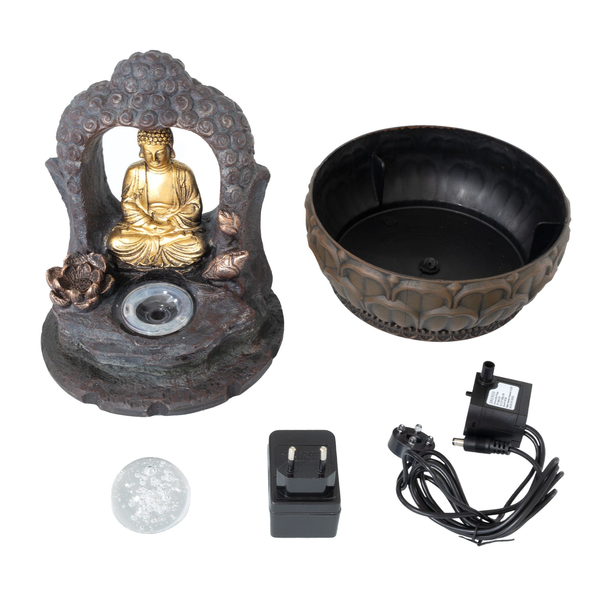 Lemodo Zimmerbrunnen Tischbrunnen Buddha mit Beleuchtung, günstig online kaufen