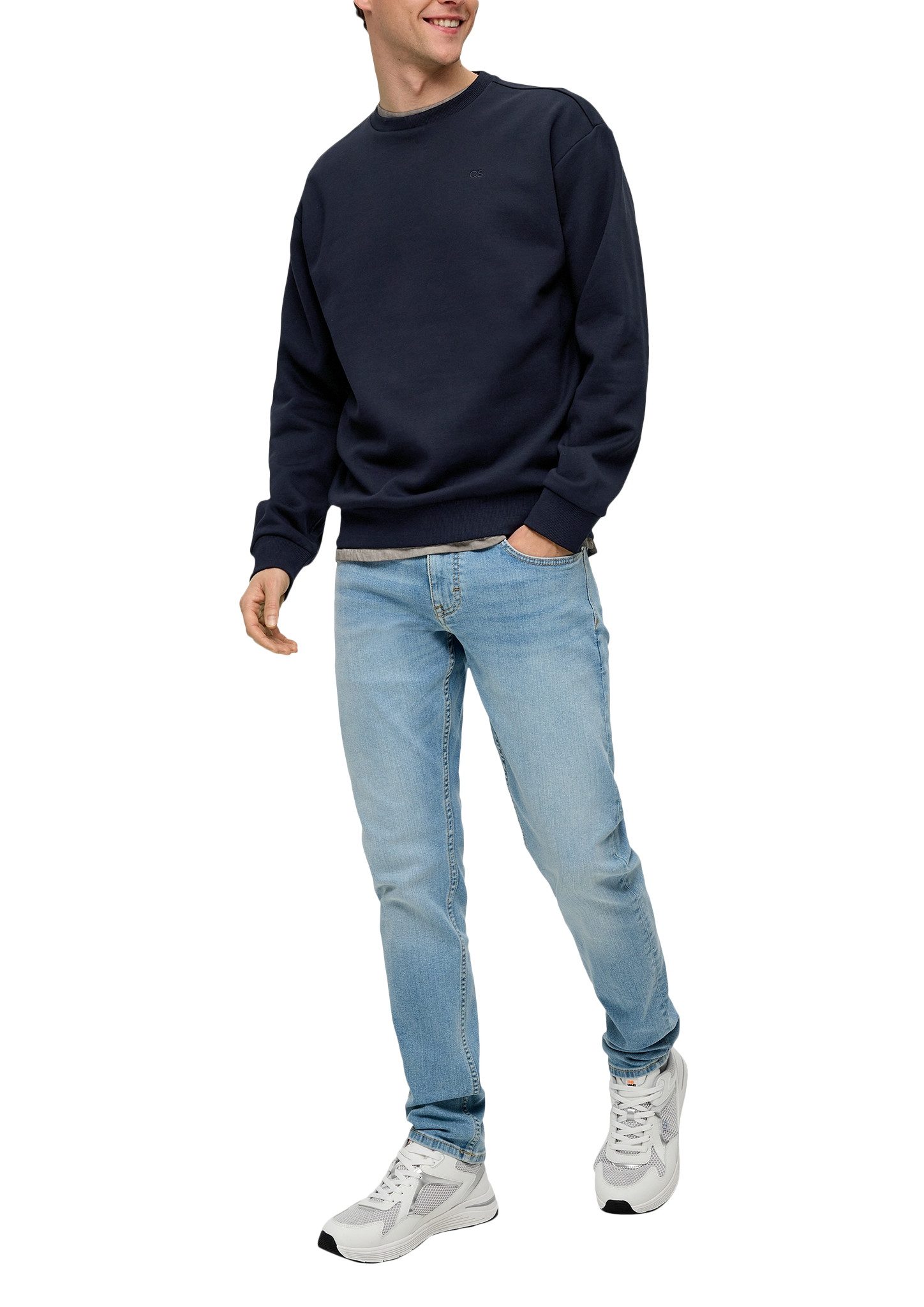 QS Sweatshirt mit Logo Stickerei