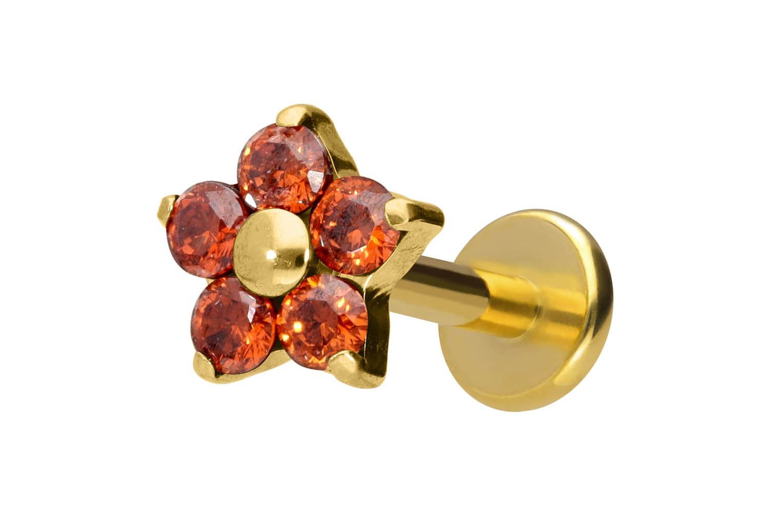 PIERCINGLINE Piercing-Set Titan Labret mit Innengewinde KRISTALLBLUME (Labrets, 1-tlg)