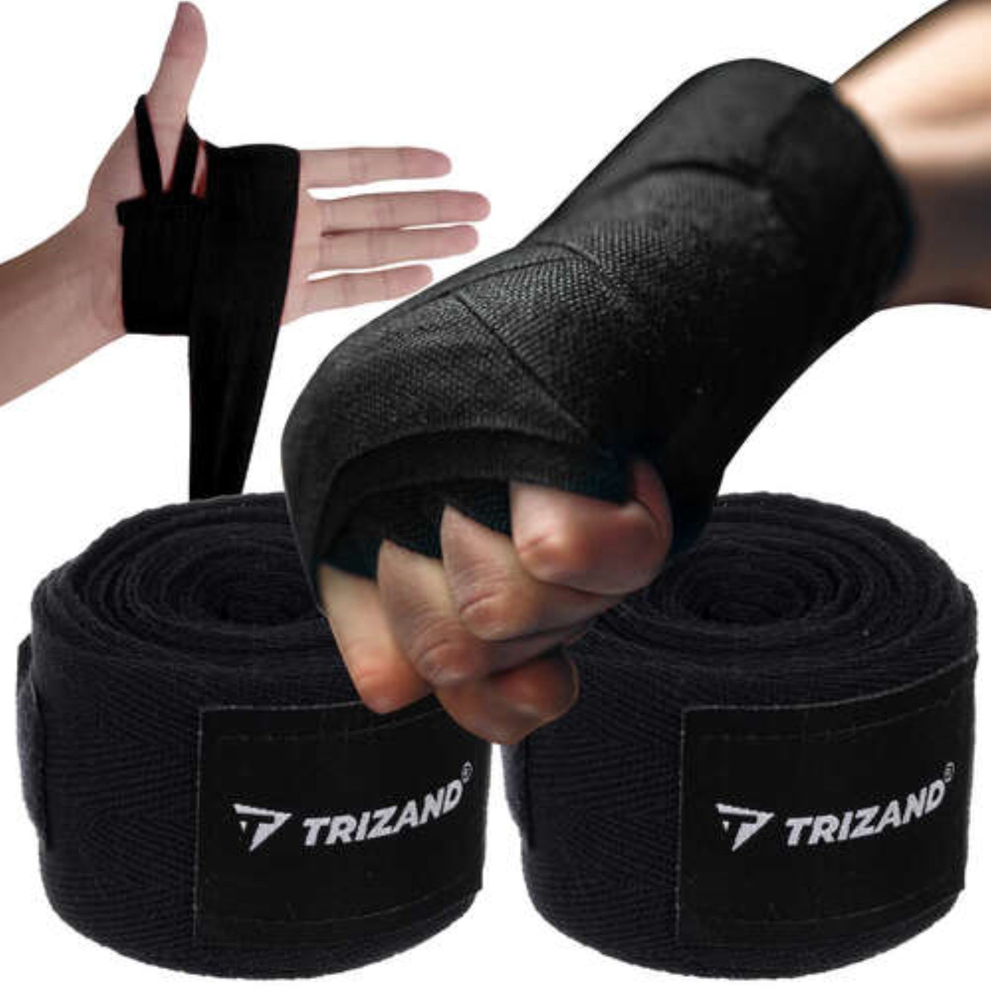 Trizand Boxbandagen 2 Stück Elatische Boxbandagen Handbandagen 2x 4m (Boxbandagen-Set, 1 Paar Boxbandagen 4 M), Robuste Baumwolle, verhindert Abschürfungen,