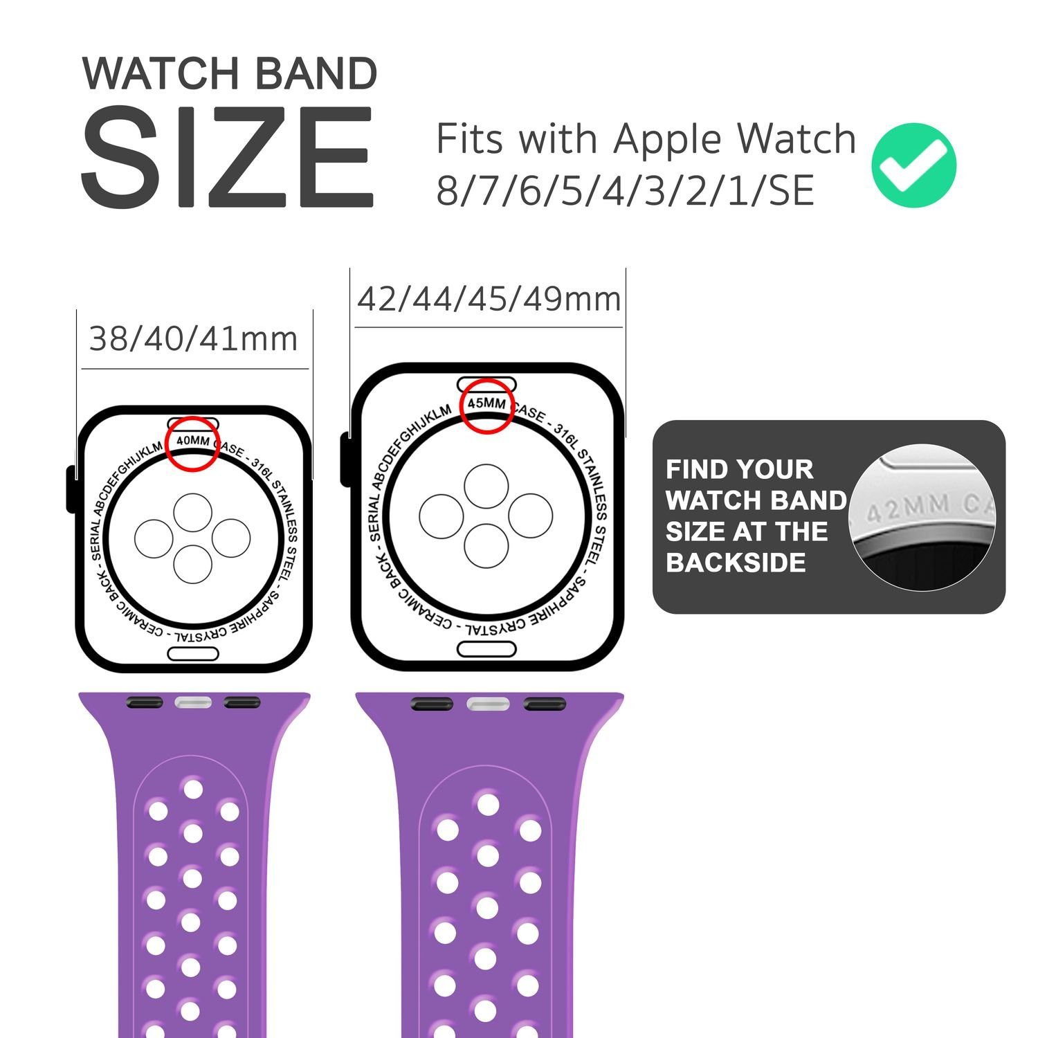 Nalia Smartwatch-Armband Apple Watch Lila Atmungsaktiv Gelochtes Silikon Uhr für / / 38mm/40mm/41mm, Ersatzband Fitness Sport
