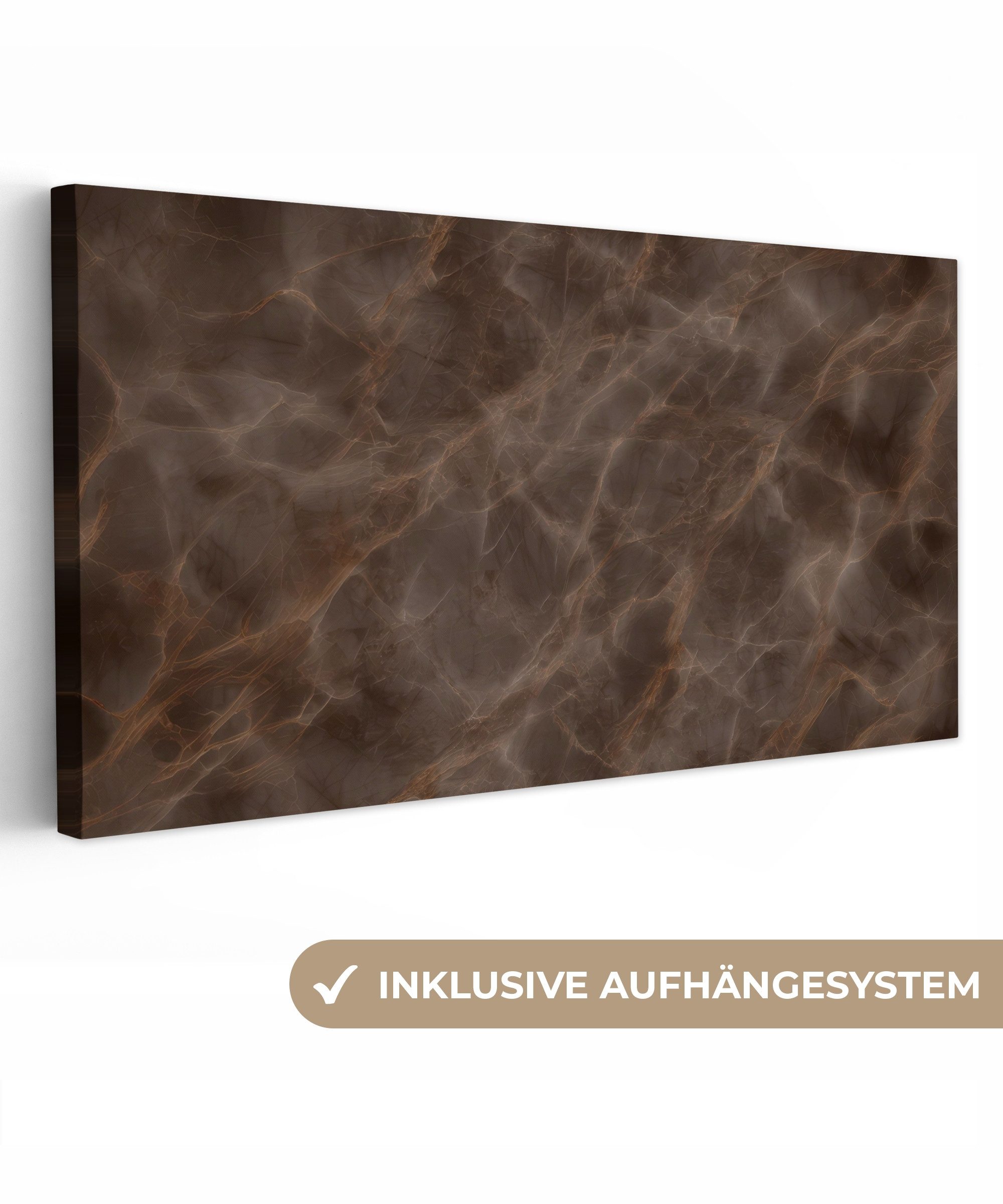 OneMillionCanvasses® Leinwandbild Panorama Brauner Marmor - Organisch - Nat günstig online kaufen