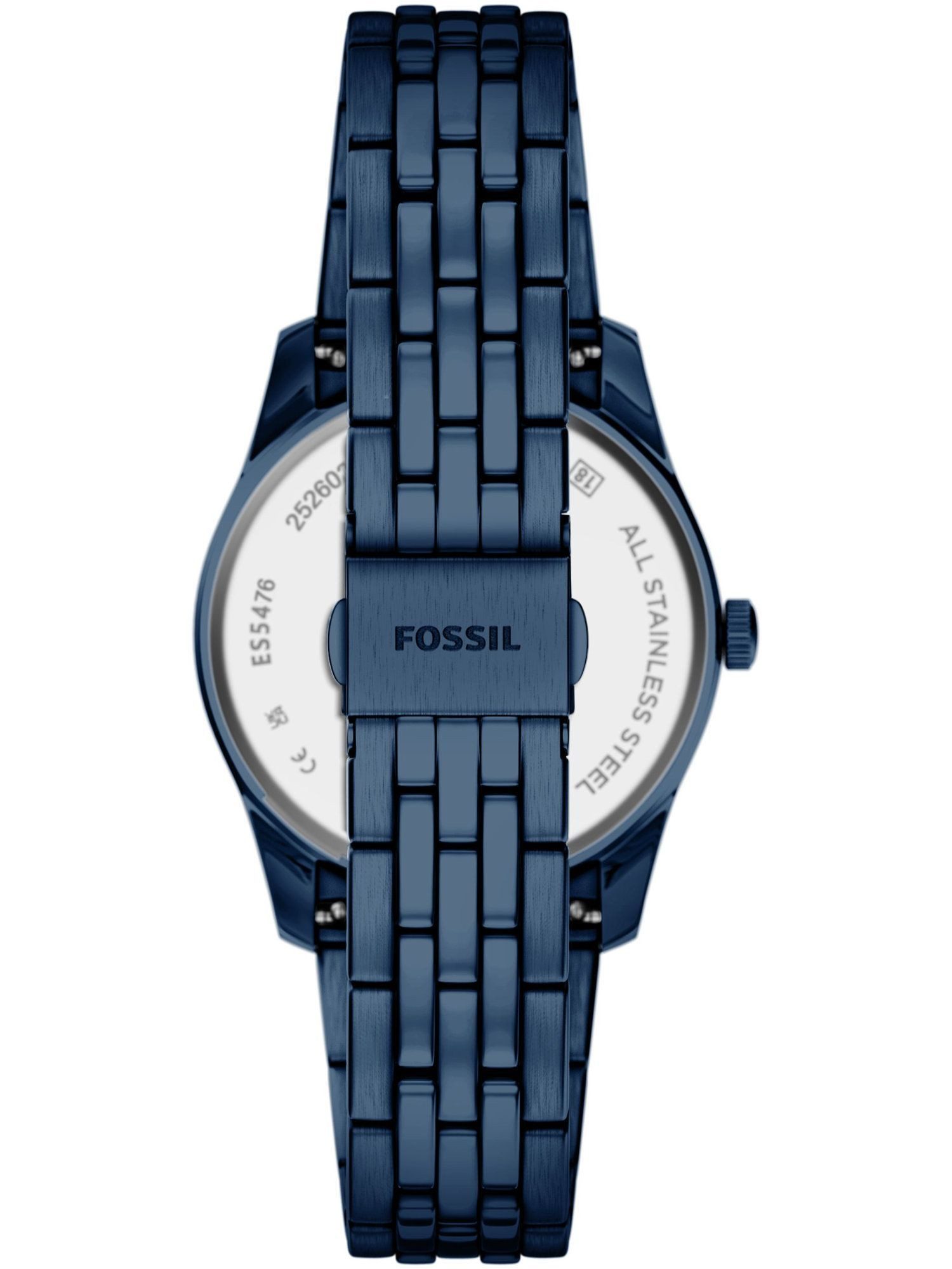 Fossil Quarzuhr ES5476 ES5476, Fossil ES5476 SCARLETTE Uhr Damenuhr Edelstahl Datum blau