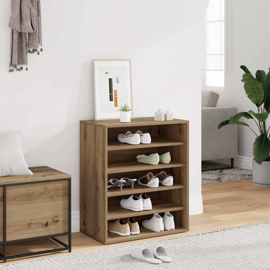 vidaXL Schuhregal Schuhschrank 60 x 35 x 70 cm Artisan-Eiche 5 regale, 1-tlg. – Bild 2 von 5