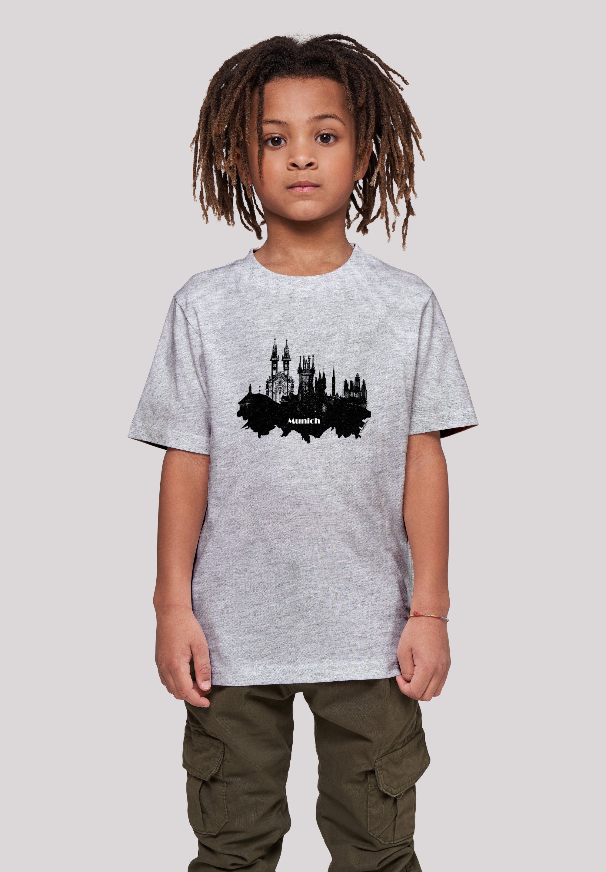 F4NT4STIC T-Shirt Cities Collection - Munich skyline Print heather grey | T-Shirts