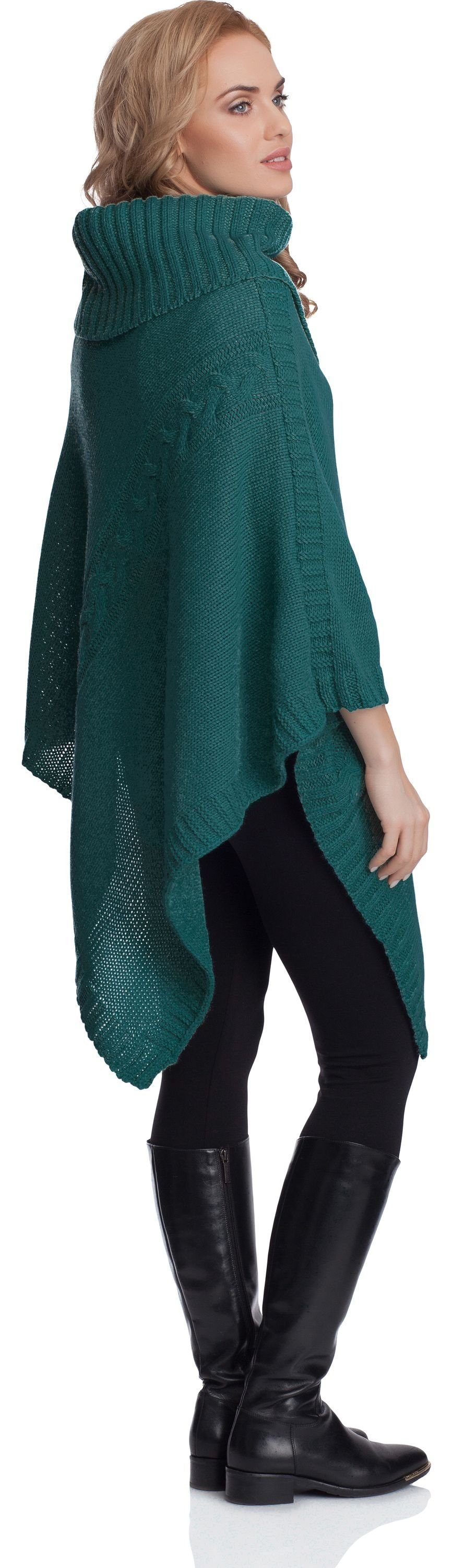 Merry Style Strickponcho Damen 2V3T1 Poncho Dunkelgrün