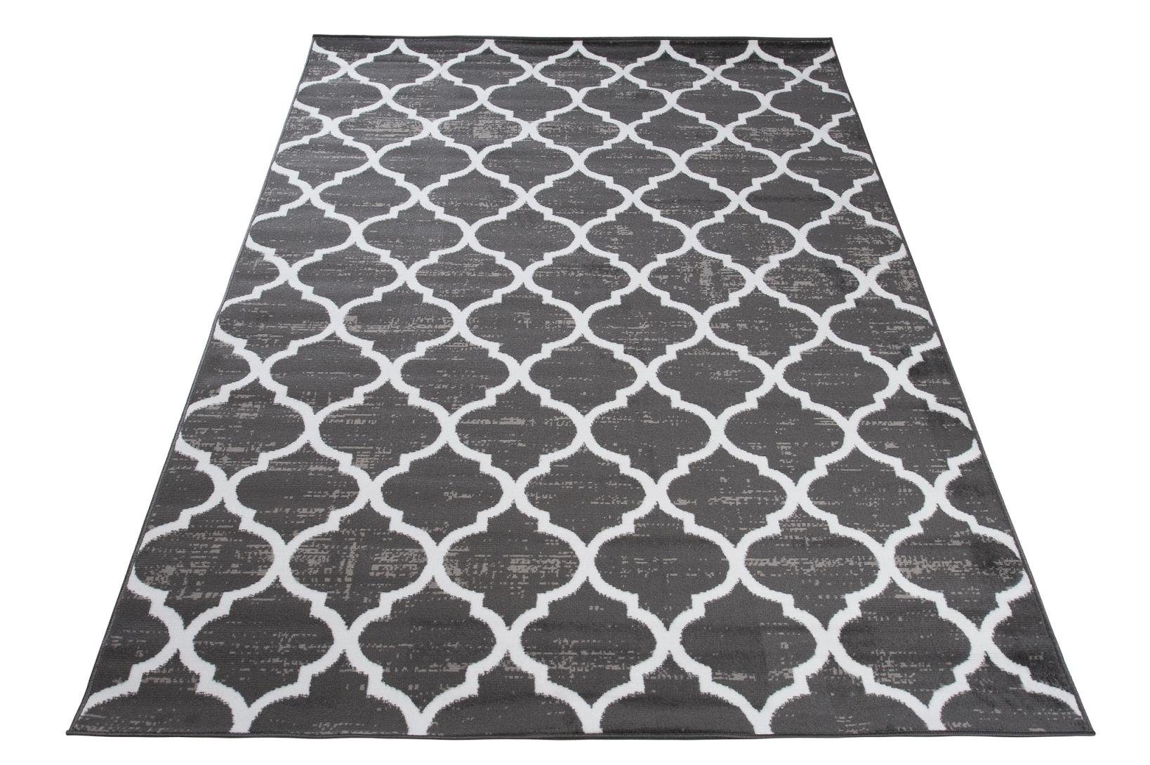 Geeignet 7 Mazovia, Kurzflor Fußbodenheizung, - x cm, 160 für Kurzflor, mm, Modern Teppich grau dunkel grau Höhe Muster Designteppich Geometrische 230