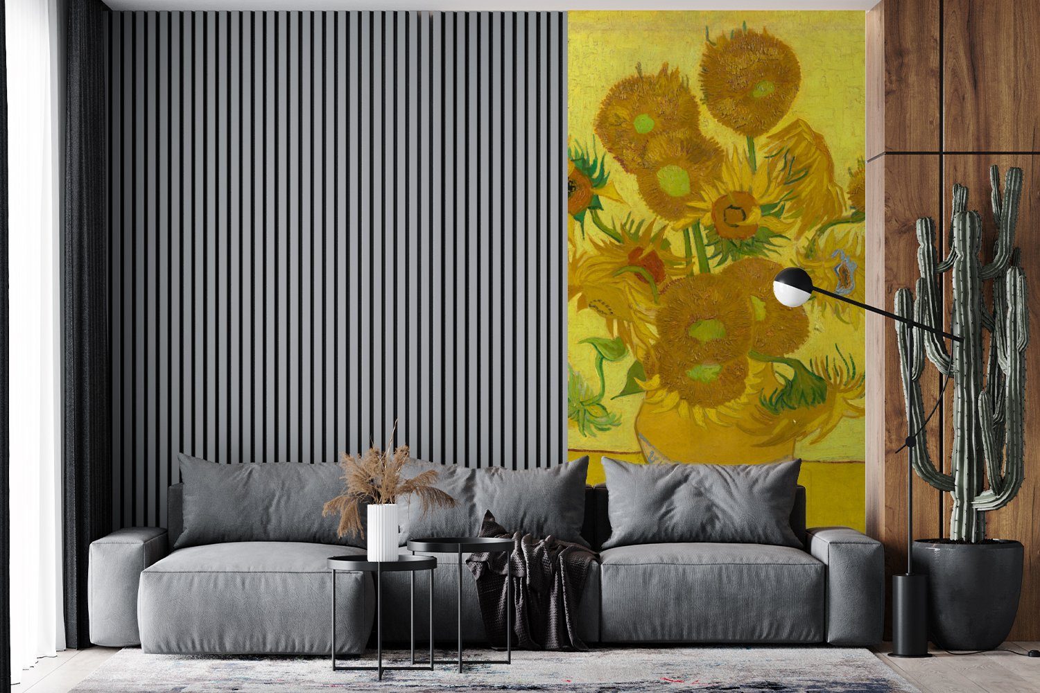MuchoWow Fototapete Sonnenblumen - Vincent van Küche, Schlafzimmer (2 Vliestapete Fototapete Gogh, St), für Matt, Wohnzimmer bedruckt