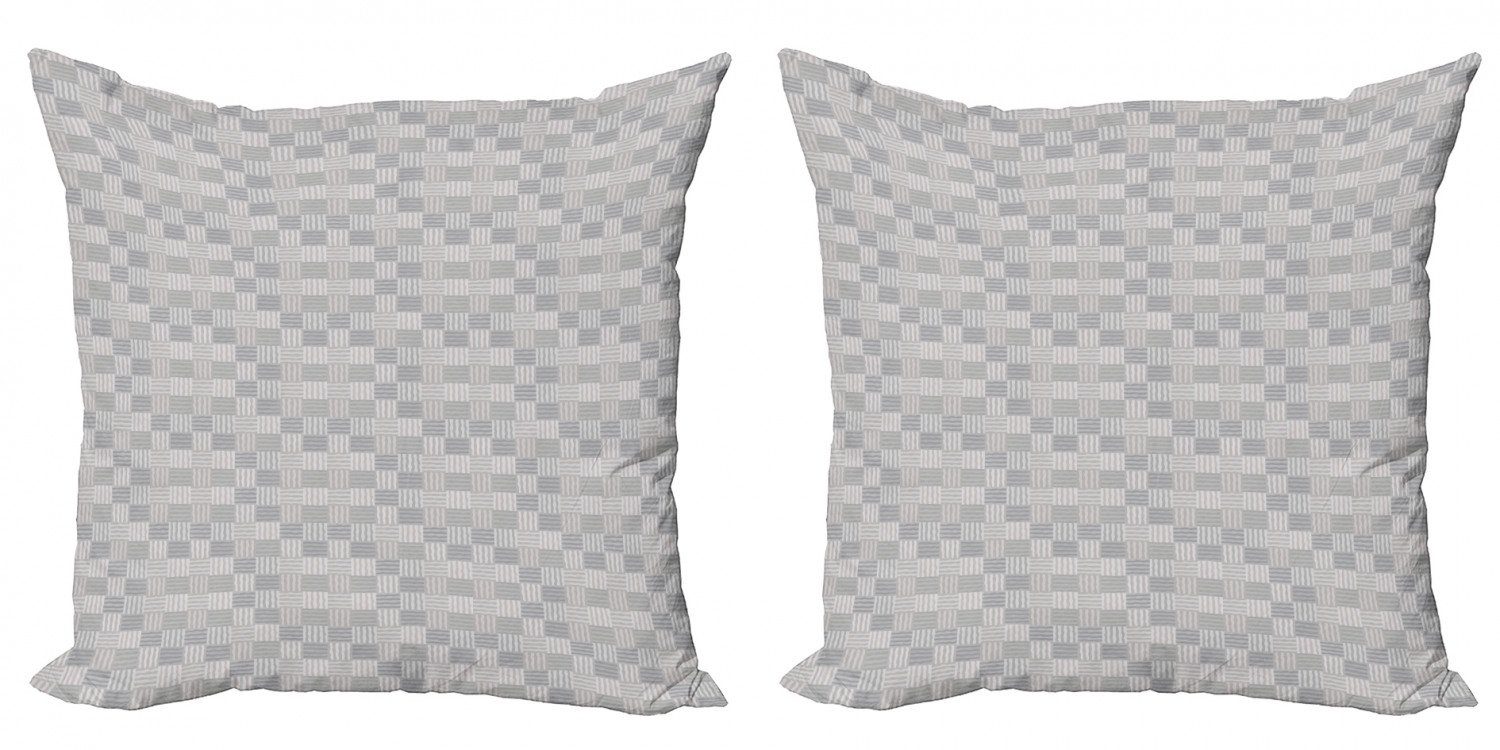 Kissenbezüge Modern Accent Doppelseitiger Digitaldruck, Abakuhaus (2 Stück), Abstrakt Quadrate mit Wellenlinien