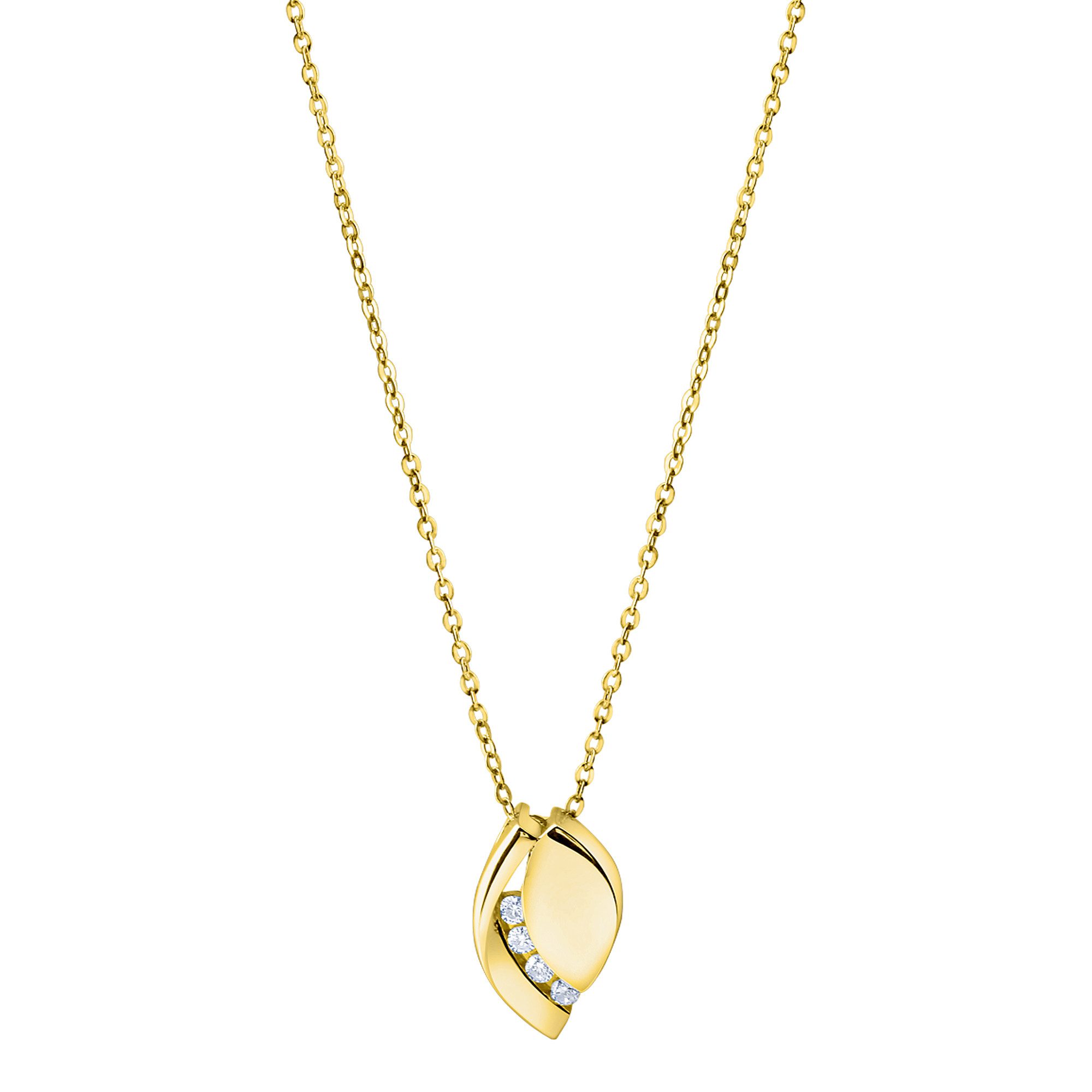 Zeeme Kette mit Anhänger Silber 925 vergoldet mit weißen Zirkonia-Steinen günstig online kaufen