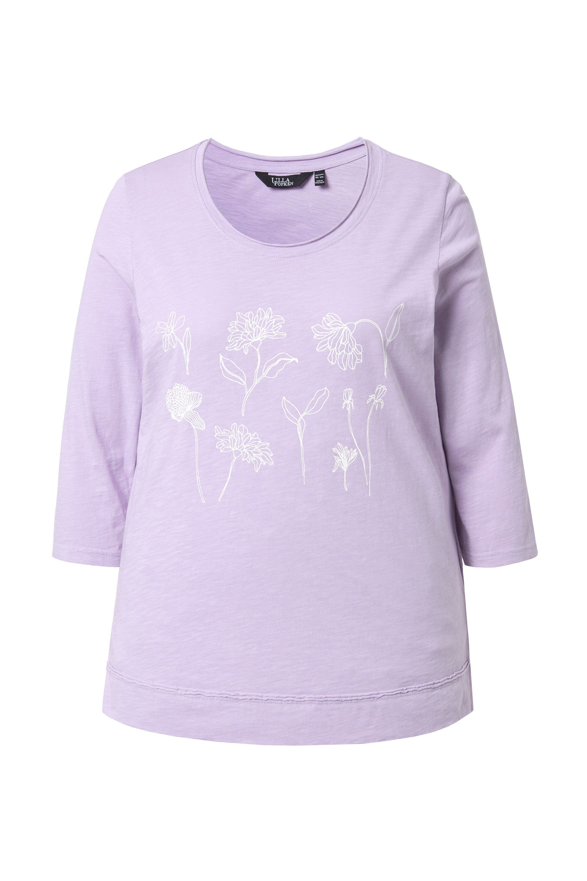 Ulla Popken T-Shirt Shirt Blüten Classic Rundhals 3/4-Arm – Bild 2 von 4