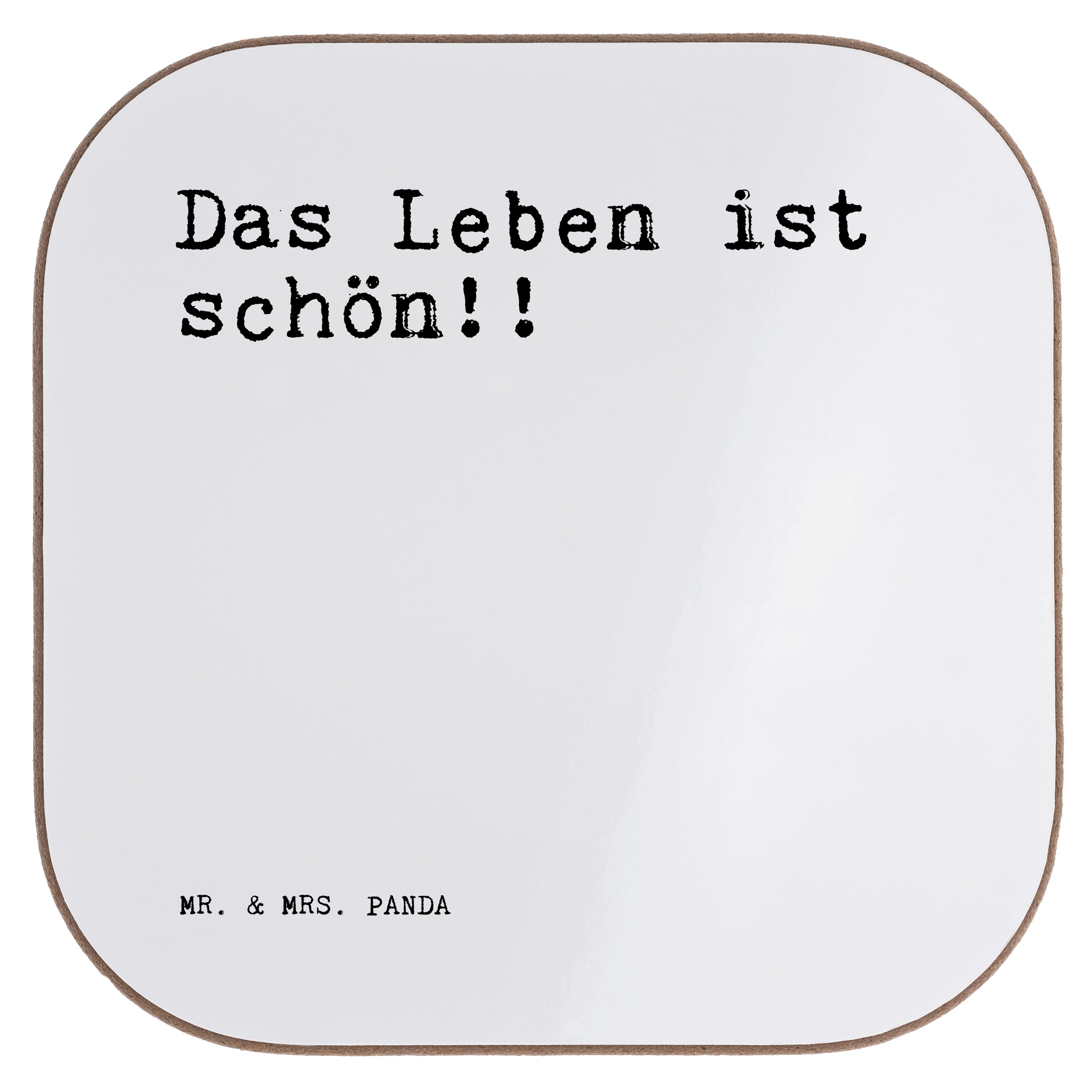 lustig, schön!!... Mrs. Spruch, Das Weiß ist Glasunter, Geschenk, - Leben Panda Getränkeuntersetzer - & Mr. 1-tlg.