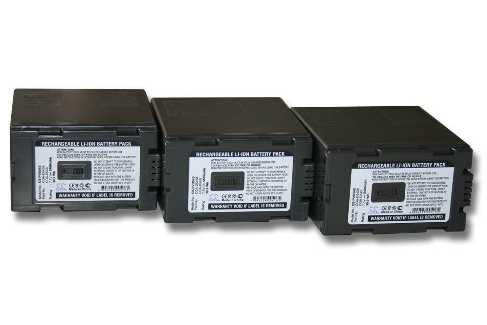 vhbw Kamera-Akku Ersatz für Originalteilebezeichnungen/Substitute Panasonic CGR-D16A, CGR-D16SE/1B für Kamera / Camcorder Digital (5400mAh, 7,4V, Li-Ion) 5400 mAh