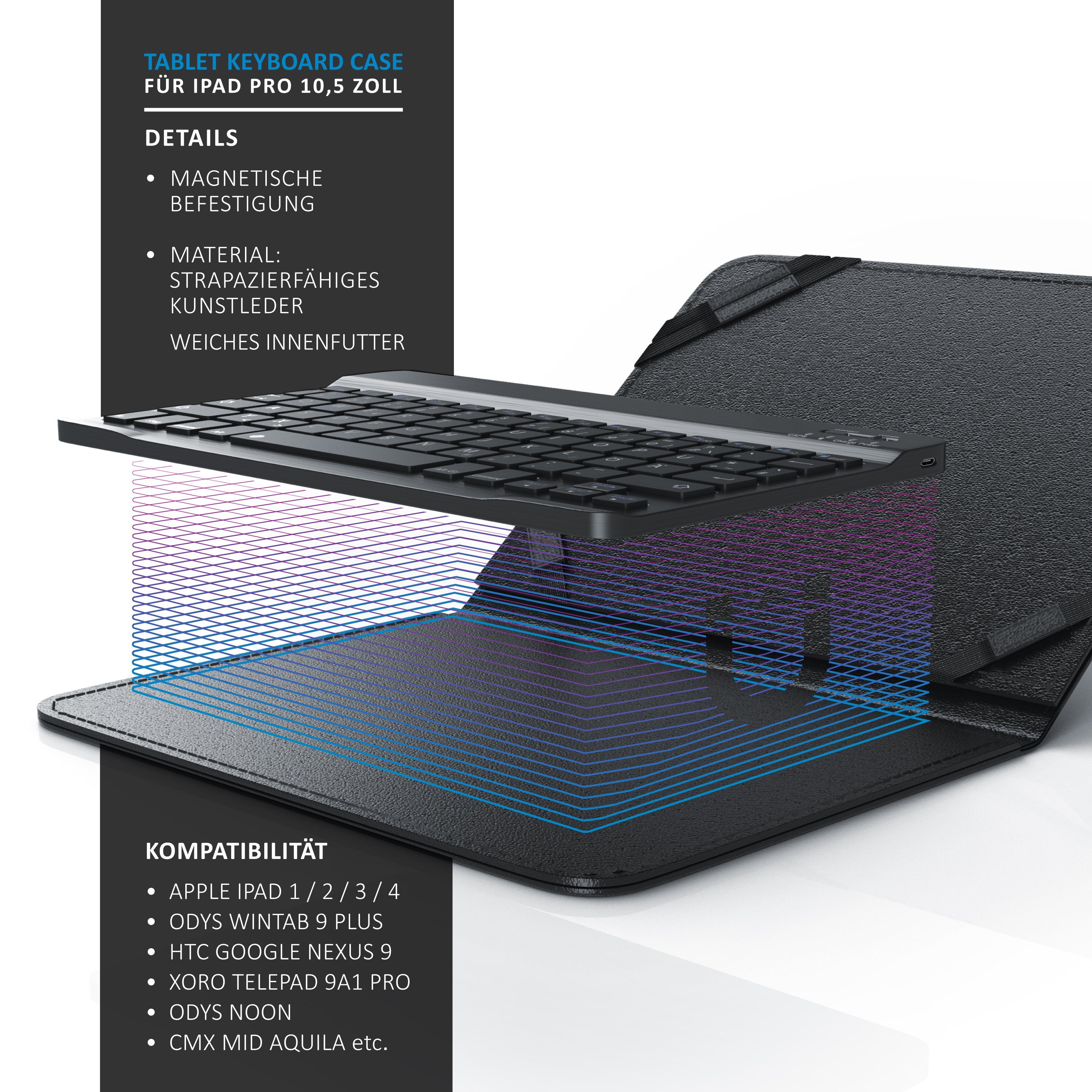 Aplic Tablet-Tastatur (Bluetooth-Keyboard, 9-10" Tablets für Transport) den Kunstledercase