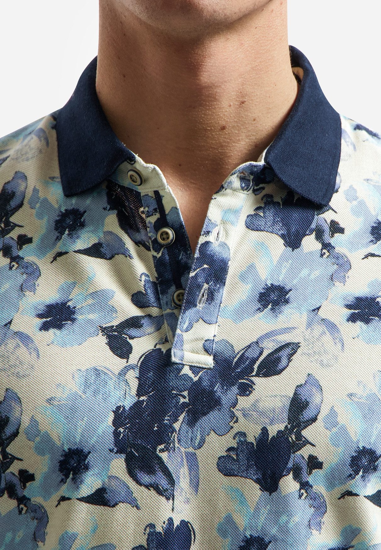NO EXCESS Poloshirt Polo Short Sleeve Printed - Poloshirt floral - Herrenpolo kurzarm