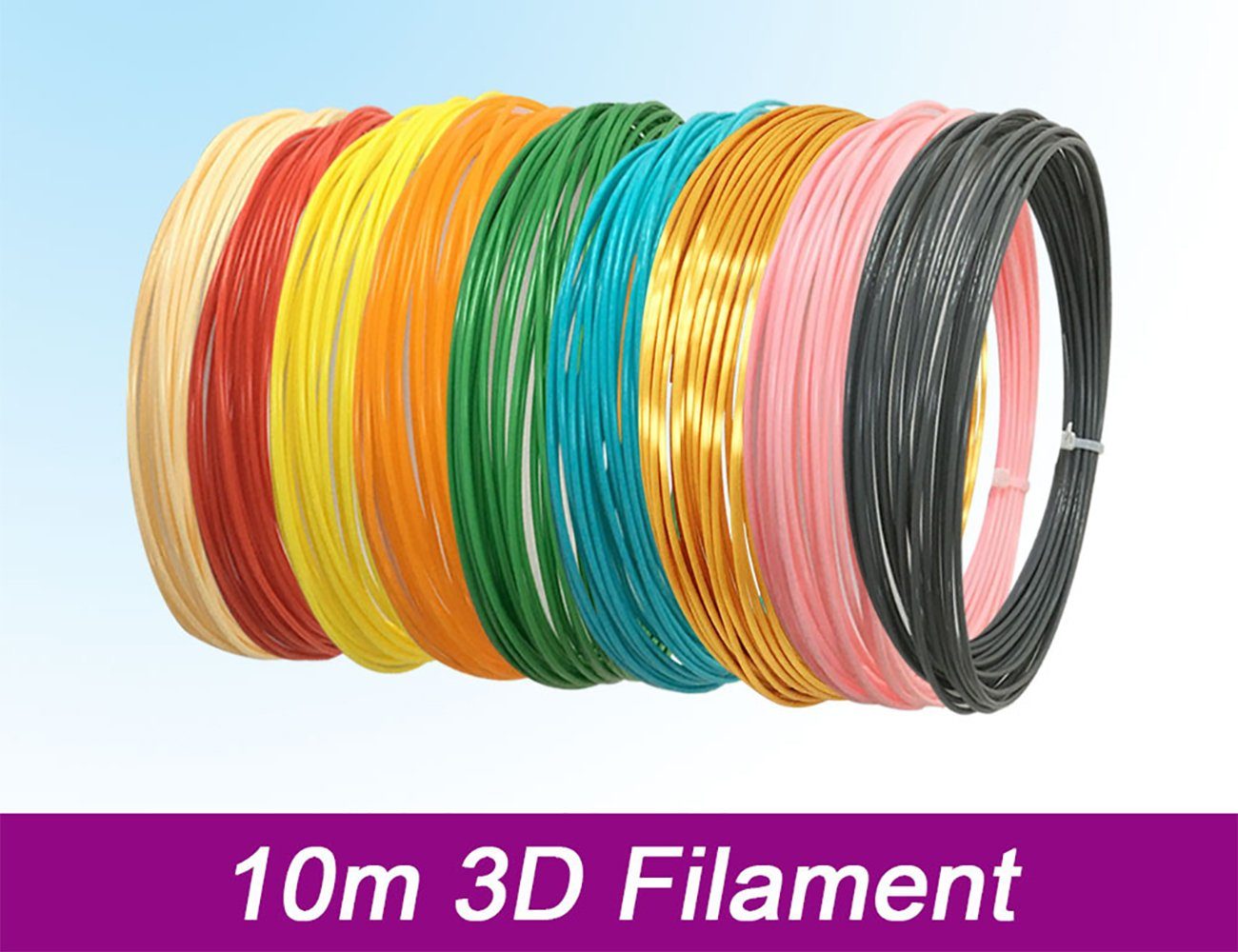 TPFNet 3D-Drucker-Stift PLA-Filament für 3D Drucker Stift - 3D-Malerei -  Kinderspielzeug, DIY-Geschenk für Kinder - Farb PLA Filament Hellblau - 10m