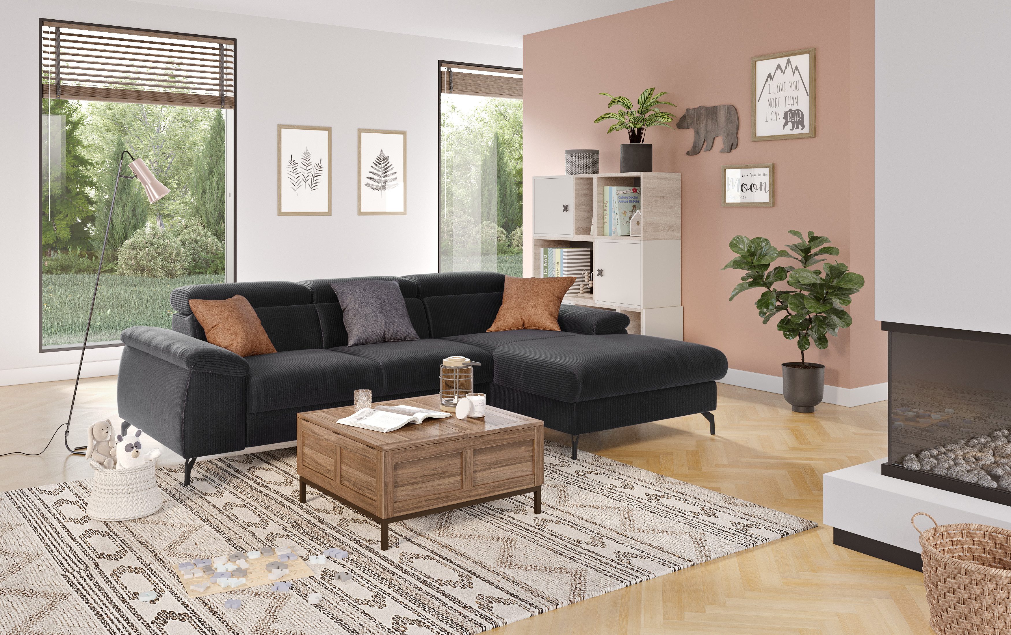 COTTA Ecksofa "Kitty L-Form, B: 242 cm" mit Kopfteilverstellung, optional B günstig online kaufen