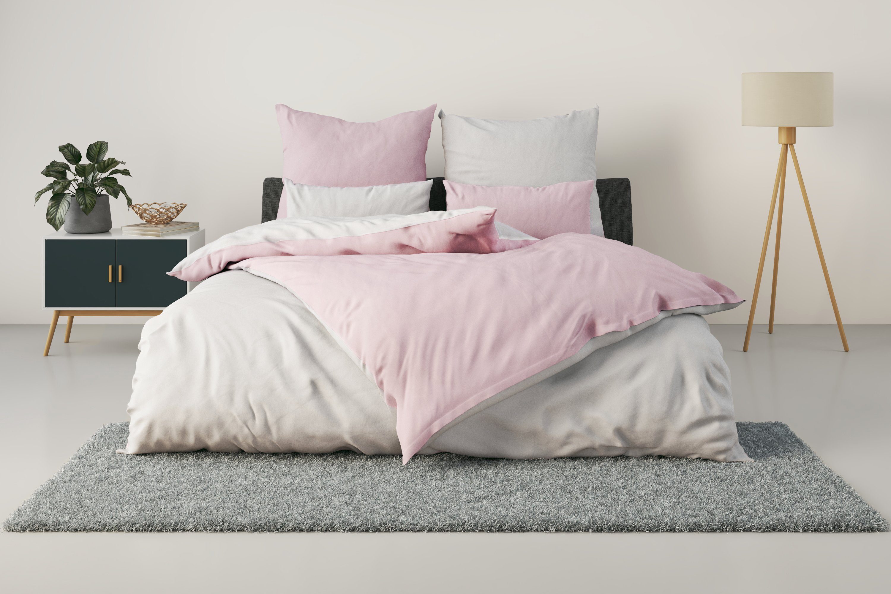 OTTO home Wendebettwäsche Desner2 100% Microfaser, extra weich, allergikerfreundlich, Microfaser, 3 teilig, Premium Qualität, uni, schnell trocknend, pflegeleicht, ab 135x200 cm