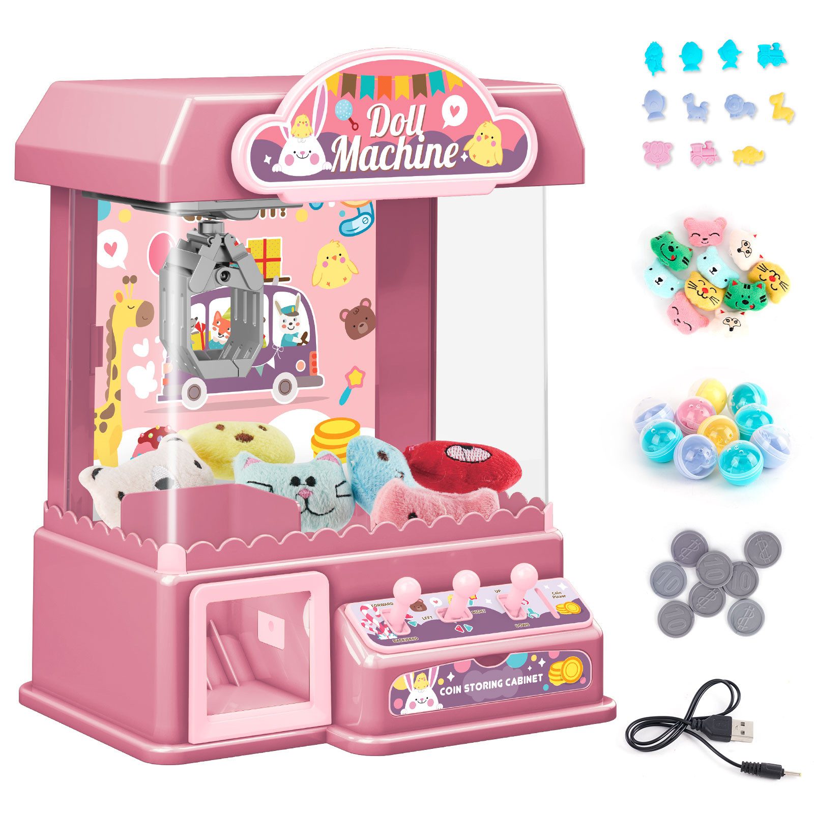 LBLA Spieltisch Mini Greifmaschine für Kinder, Münzgesteuerte Claw Machine für Süßigkeiten und Stofftiere