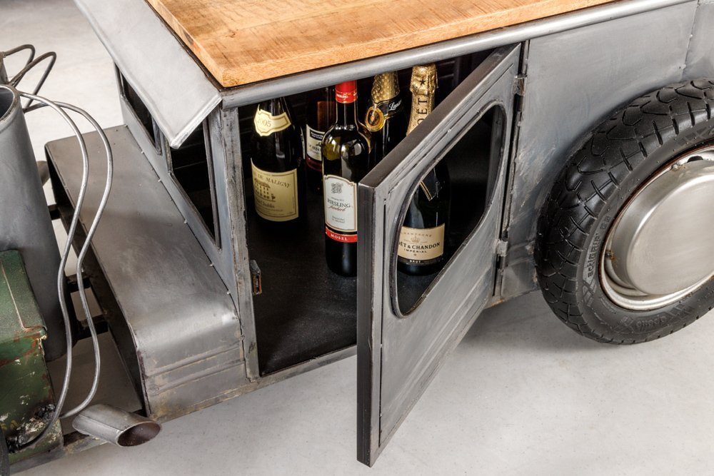 riess-ambiente Couchtisch HOT ROD 160cm natur / silber (Einzelartikel, 1-St), Wohnzimmer · Stahl · Mango-Massivholz · mit Stauraum · Oldtimer-Design