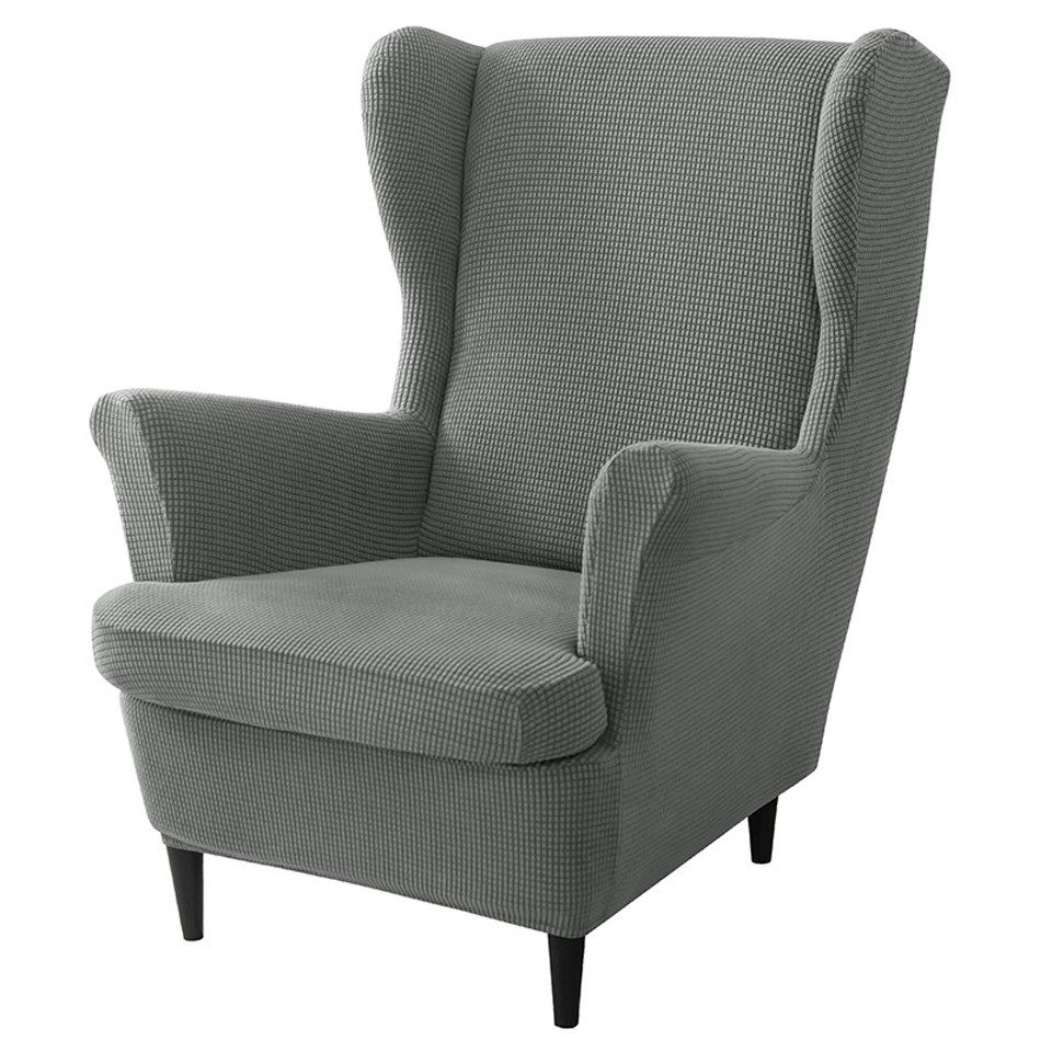 Minicloss Sesselhusse 2-Teilig Ohrensessel Überzug, Sessel-Überwürfe Ohrensessel, Einfarbig Jacquard Stuhlbezug mit Armlehne Hohe Rückenlehne