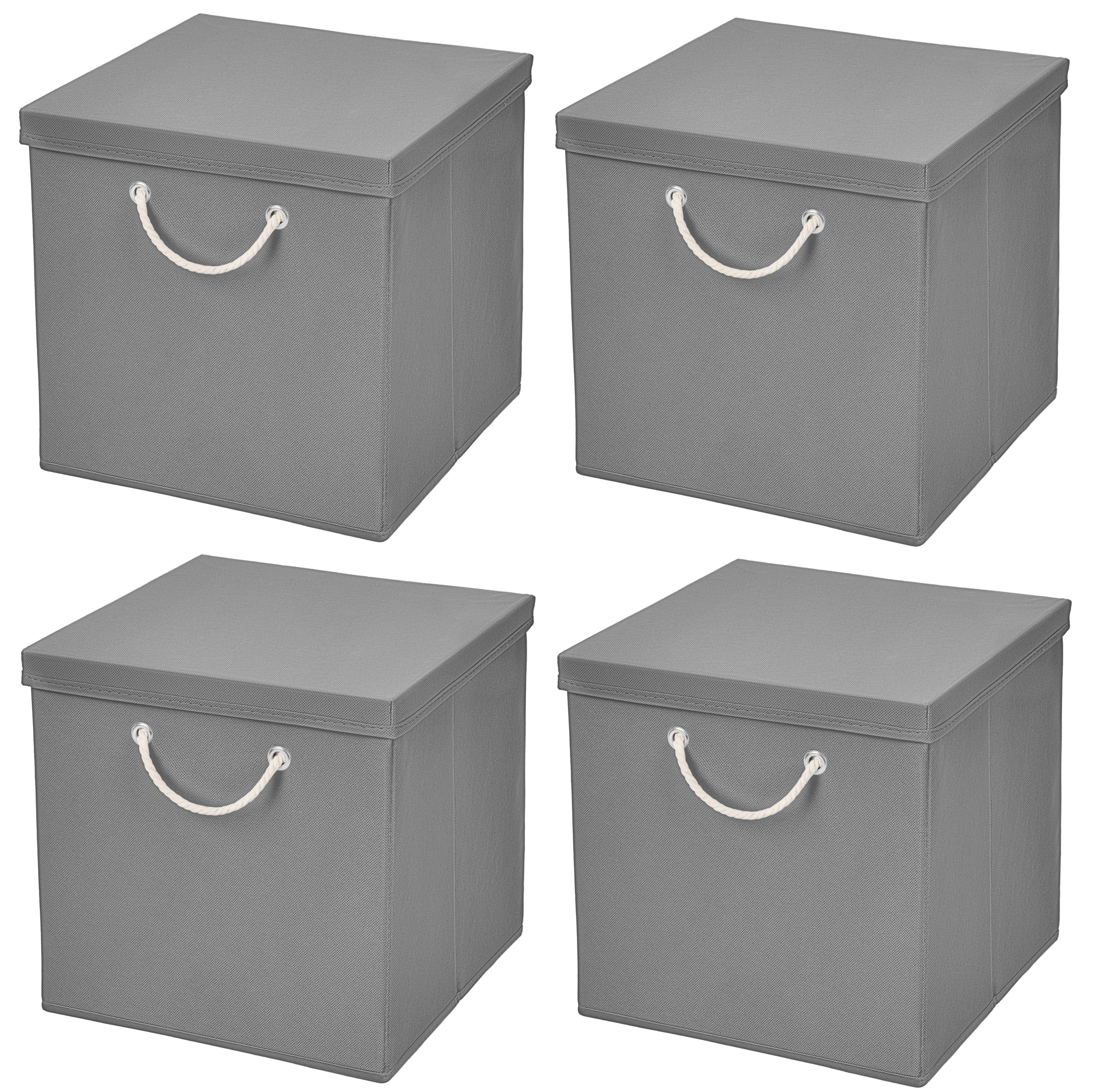 StickandShine Faltbox 4 Stück 30 x 30 x 30 cm Сховищаsbox Stoffboxen in verschiedenen Farben (4er SET 30x30x30) Faltbox moderne Faltkiste Maritim mit Kordel 30cm