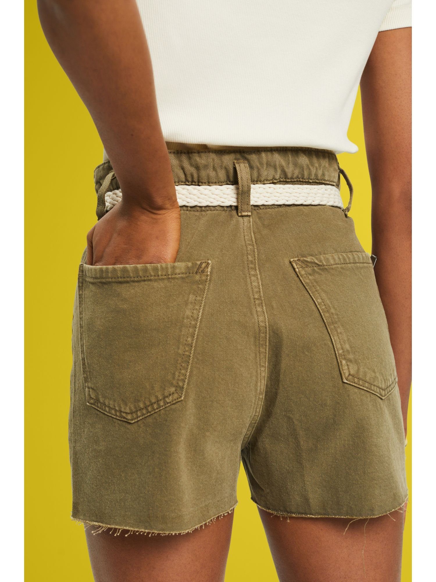 GREEN Esprit Optik edc Shorts Jeansshorts by abgeschnittener KHAKI in (1-tlg)