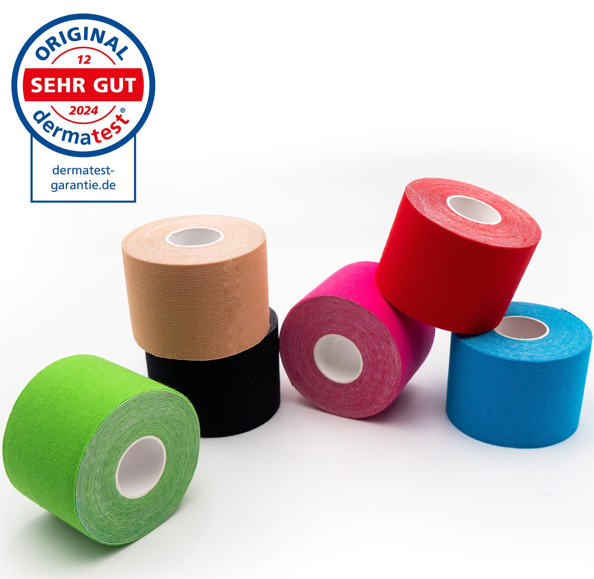 Axion Kinesiologie-Tape Kinesio-Tapes selbstklebend - Wasserfeste Tapes in 6 Farben (Set, 6-St) Physiotape, Sporttape Bandage, unterstützt Ihre Physiotherapie
