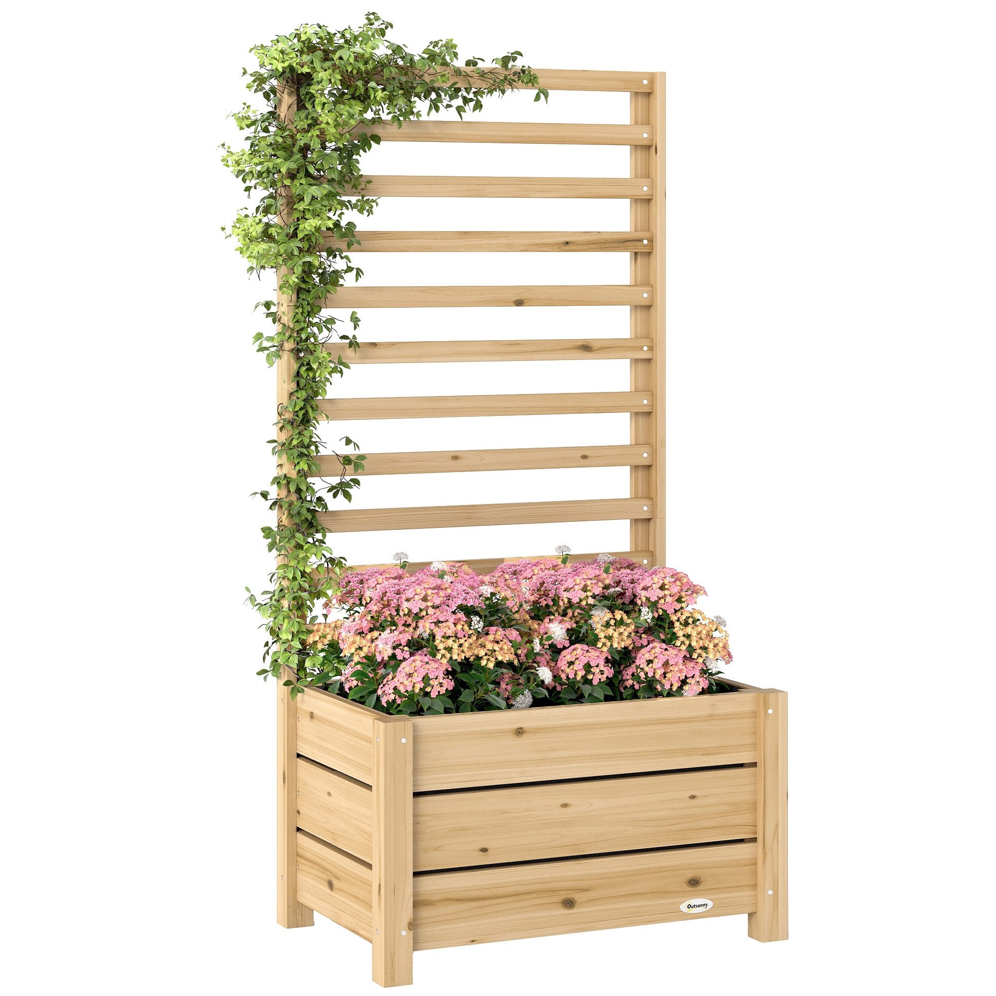 Hochbeet Hochbeet mit Rankgitter Holz erhöhter Blumenkasten