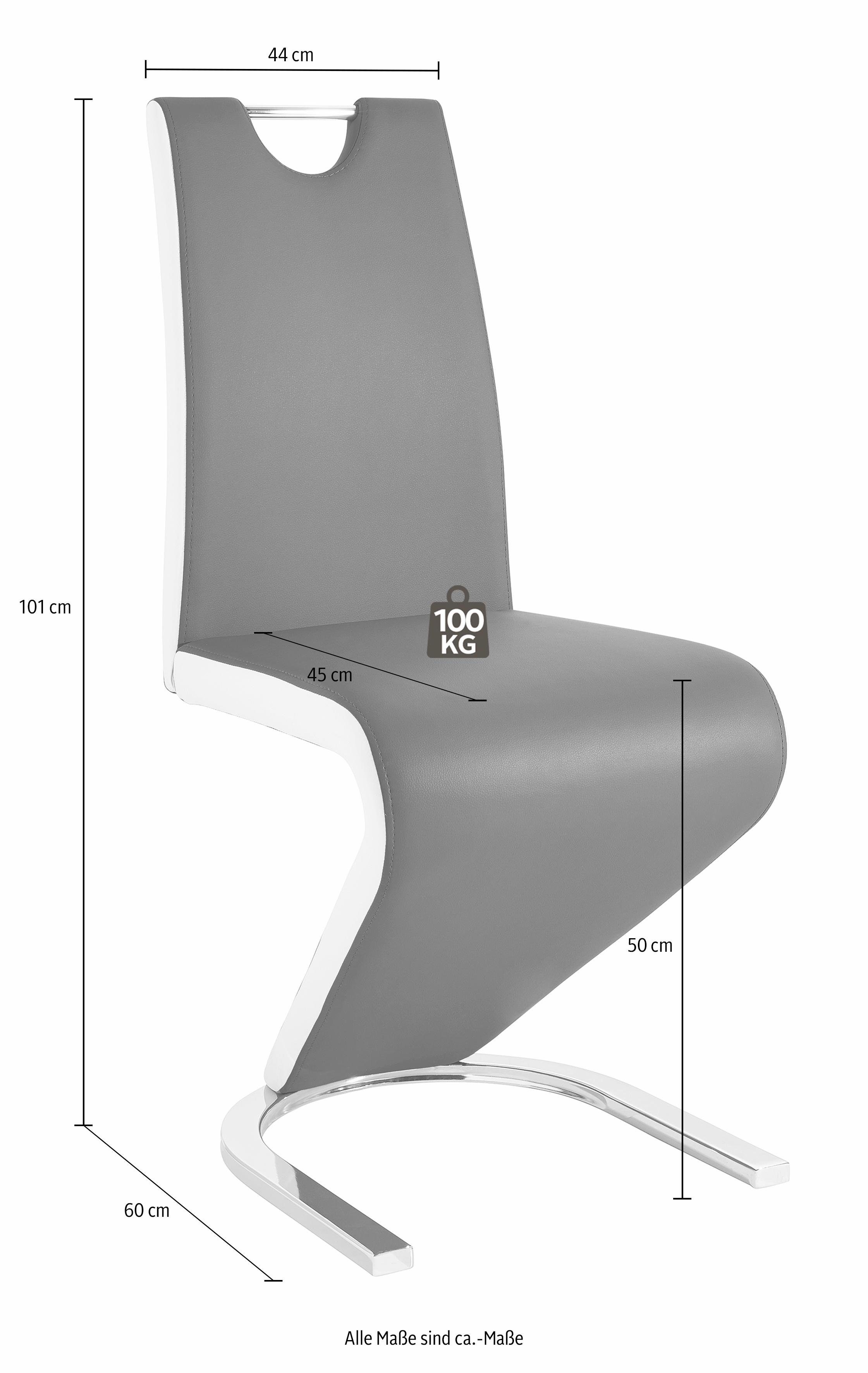 St), Esszimmerstuhl (Set, Homexperts Kunstleder, Bezug Zora 01 mit 2 schwarz/weiß abgesetzten weiß in Seiten