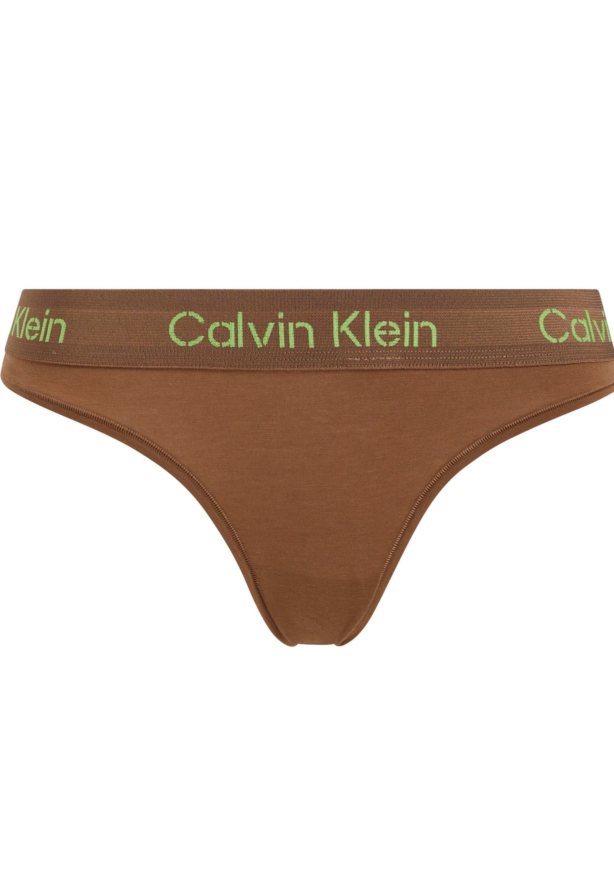 ecru THONG Underwear T-String am mit Klein Bund Calvin CK-Logoschriftzug